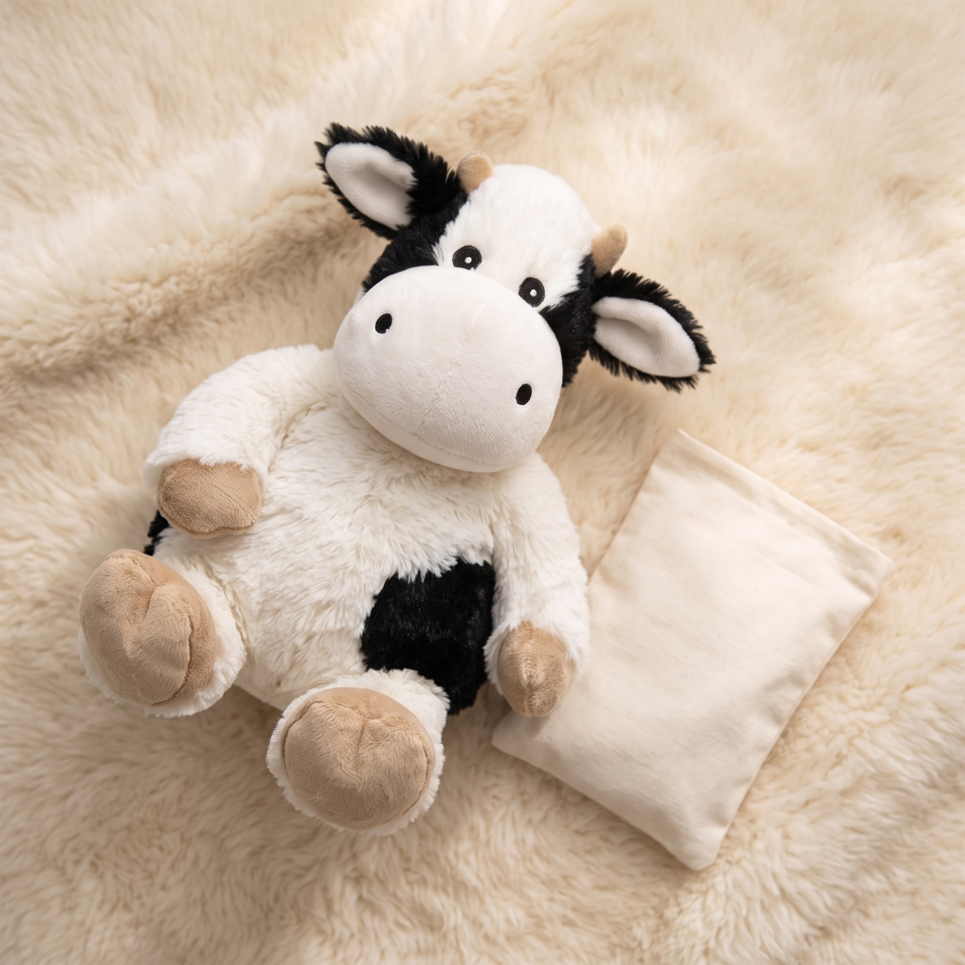 Bouillotte Vache Noir et Blanc 33 cm - Détail matière