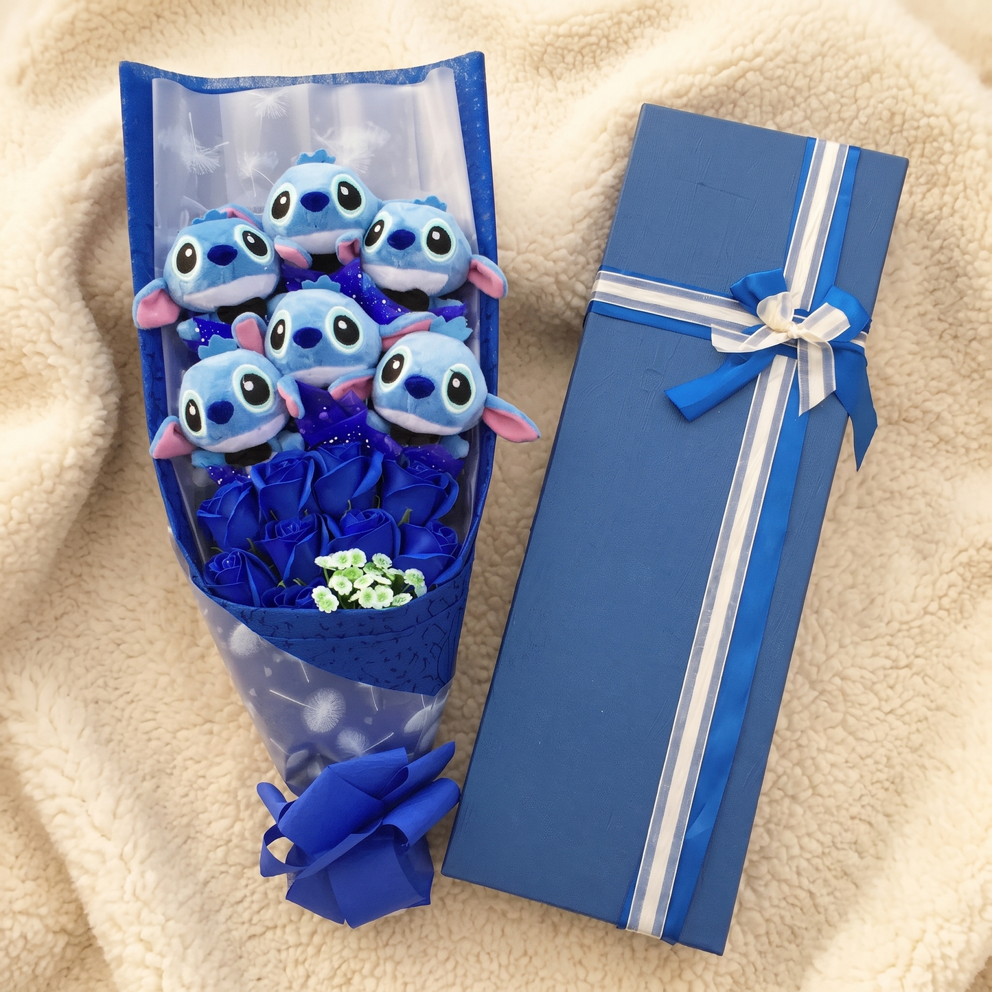 Bouquet Peluche Stitch Gentleman 6 Pièces - Détail matière