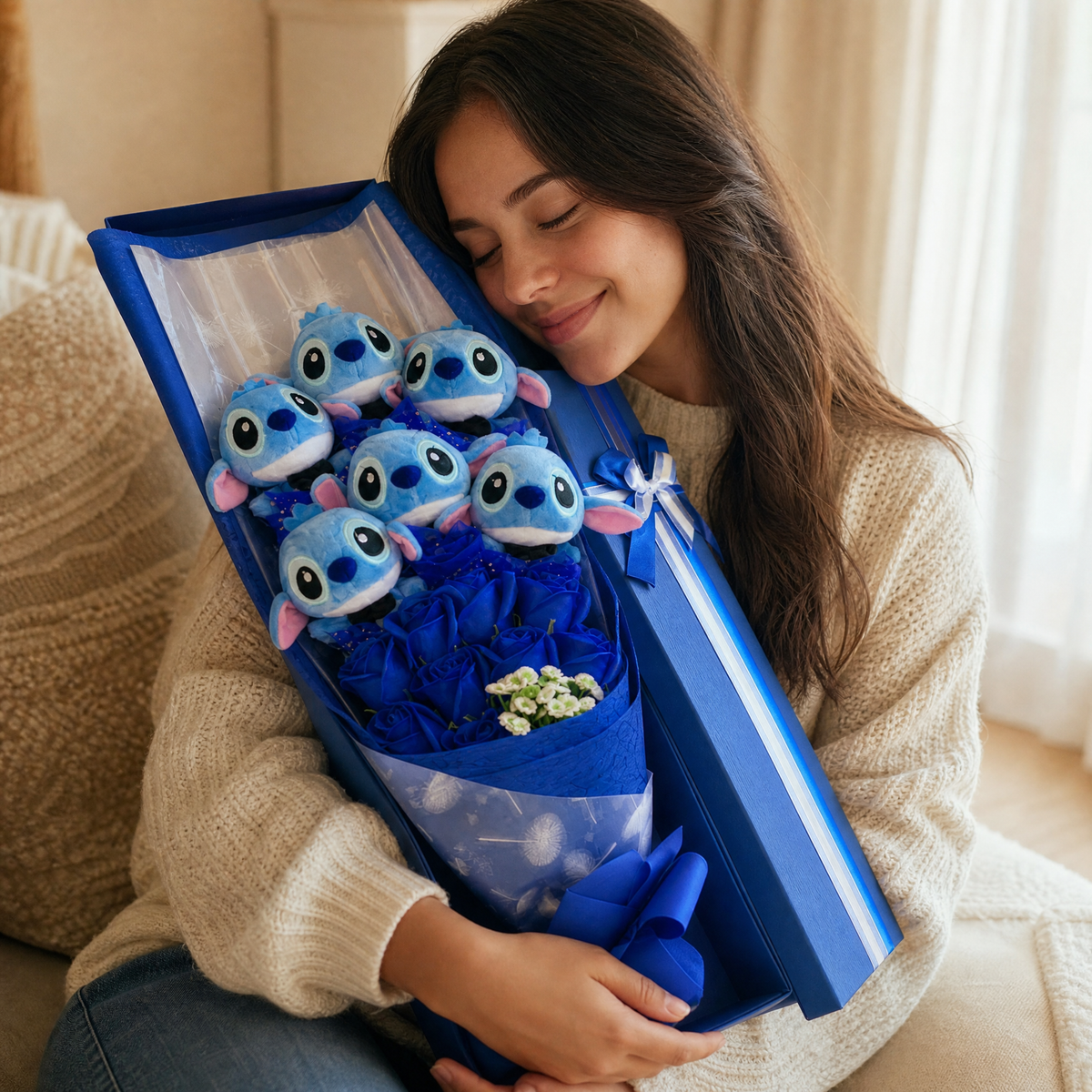 Bouquet Peluche Stitch Gentleman 6 Pièces - Utilisation cosy intérieur