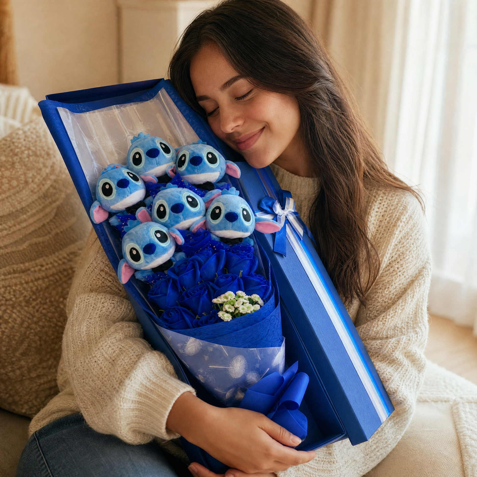 Bouquet Peluche Stitch Gentleman 6 Pièces - Utilisation cosy intérieur