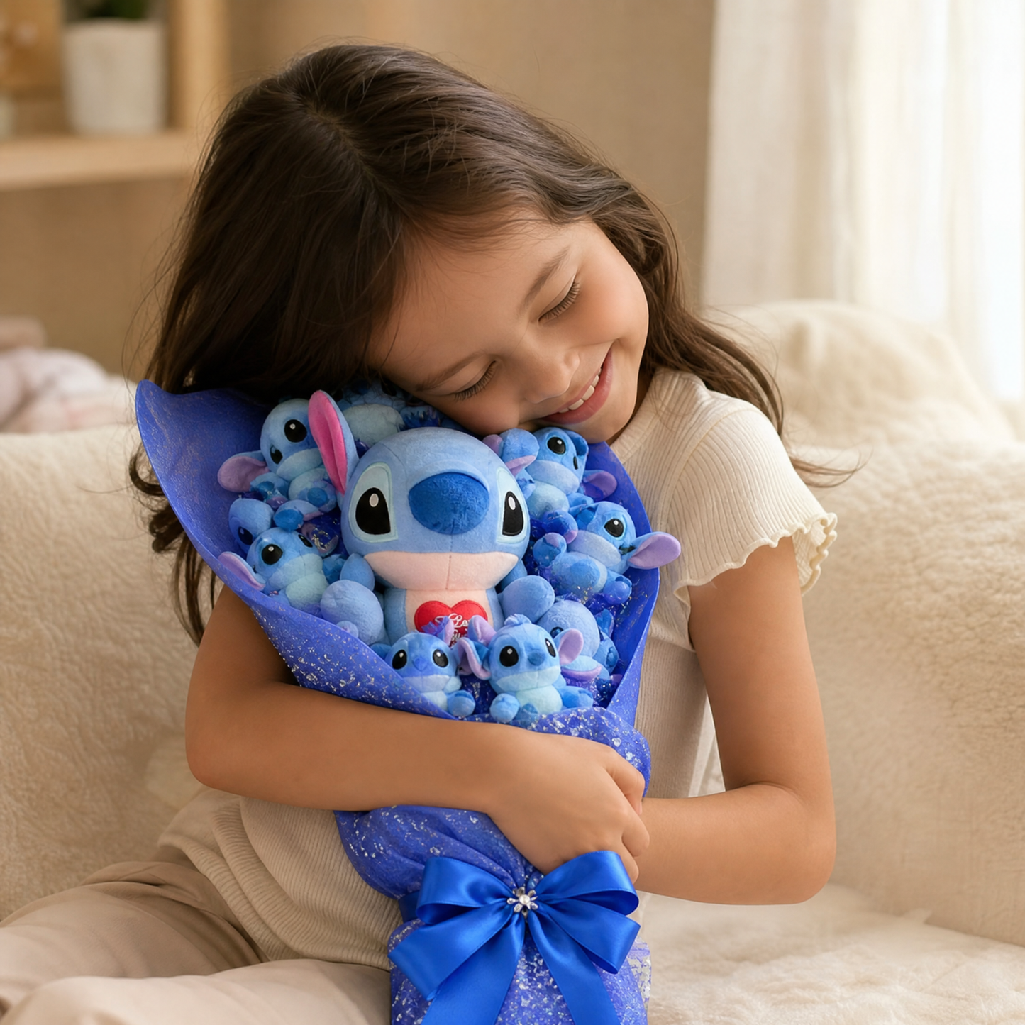 Bouquet Peluche Stitch I Love You avec Coffret - Utilisation cosy intérieur