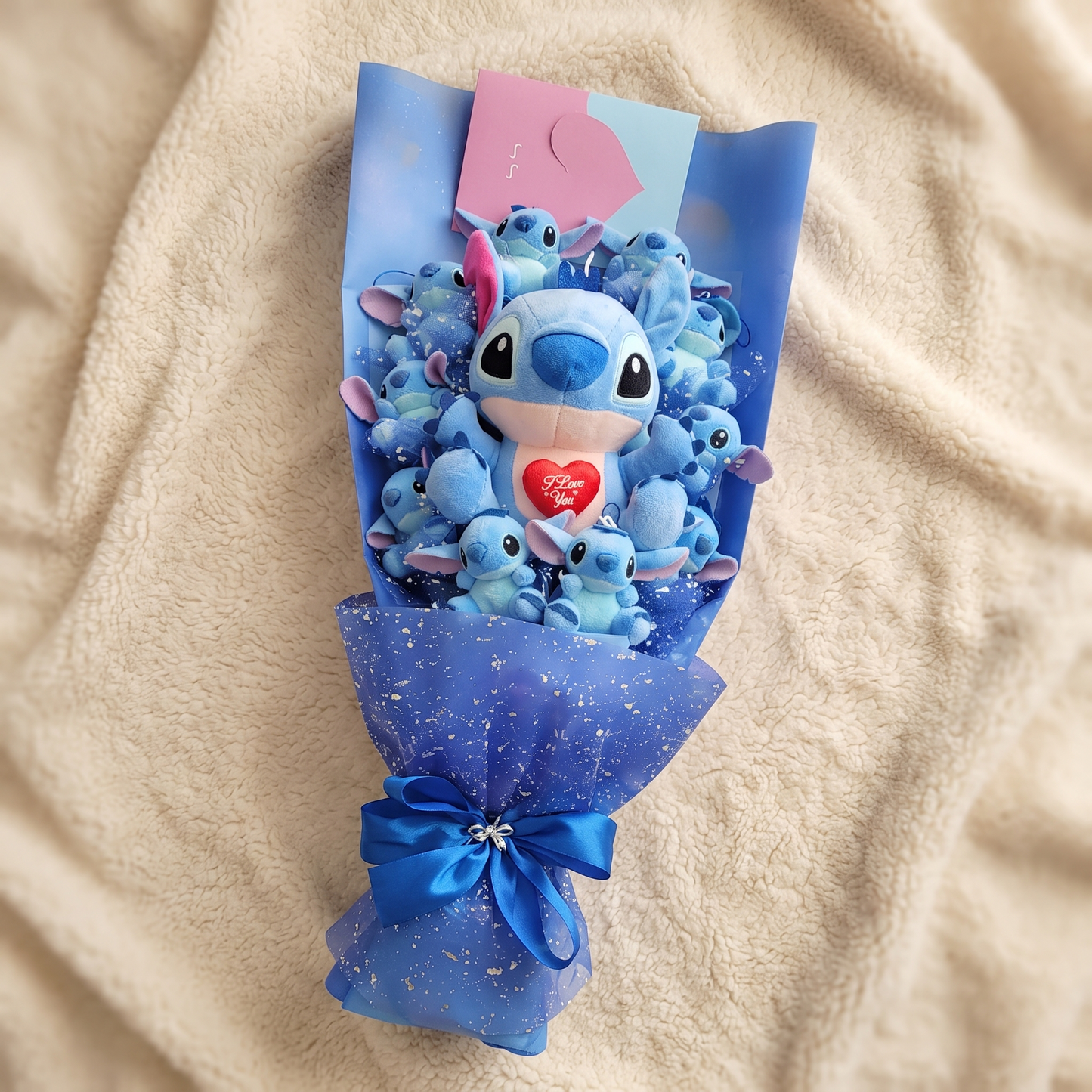 Bouquet Peluche Stitch I Love You - Detail matière