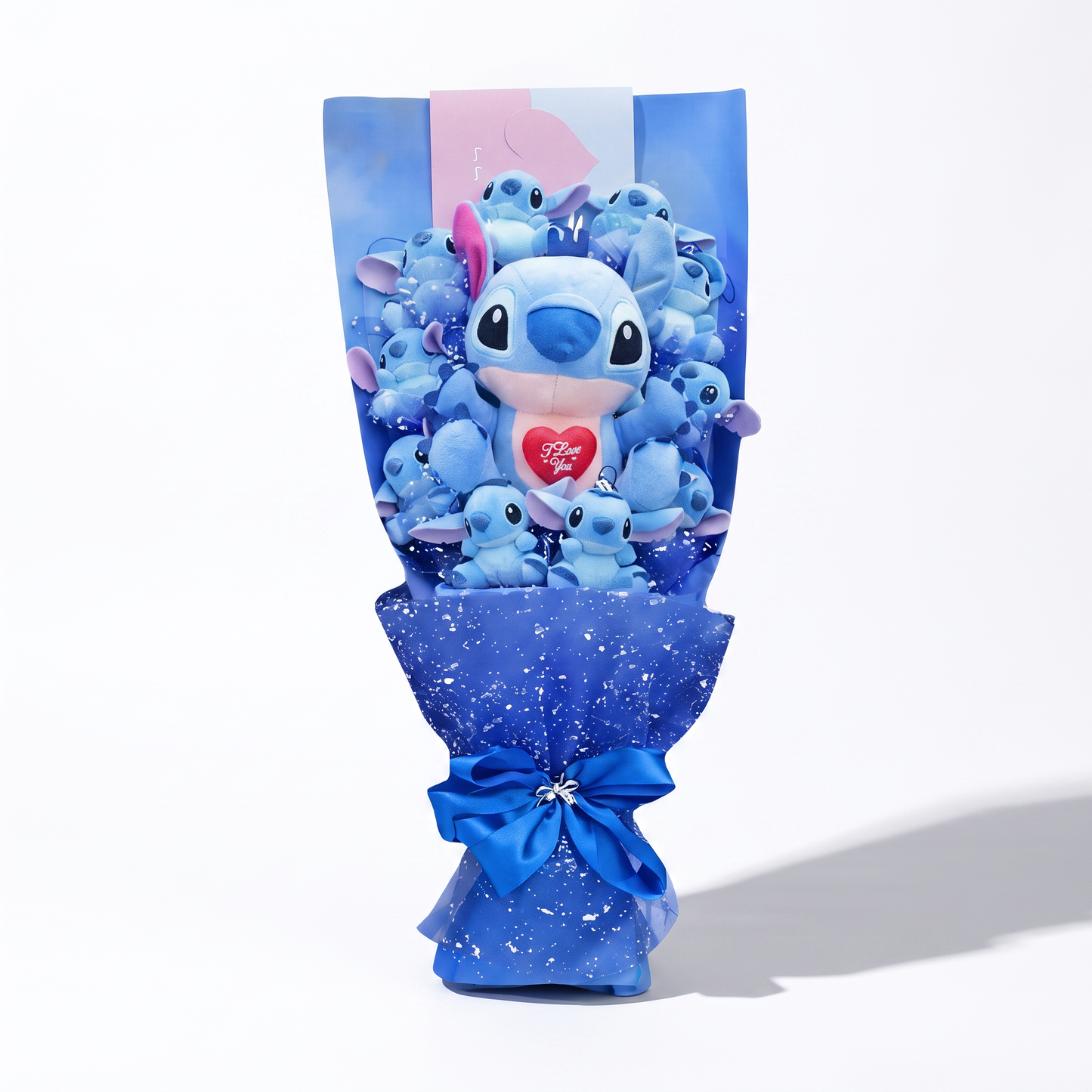 Bouquet Peluche Stitch I Love You - fond blanc Frontal