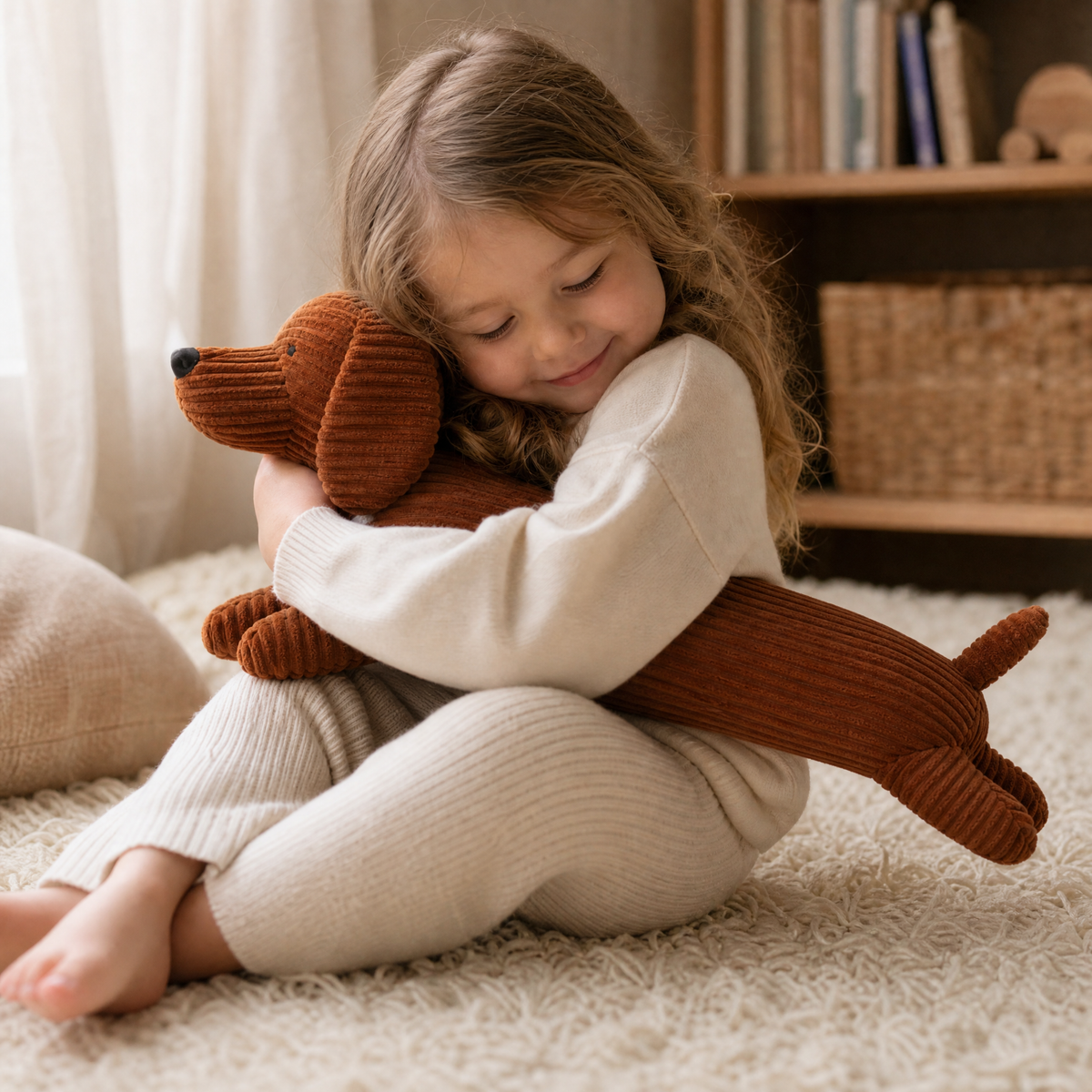 Braunes Dackel-Kuscheltier in verschiedenen Längen - Utilisation cosy intérieur