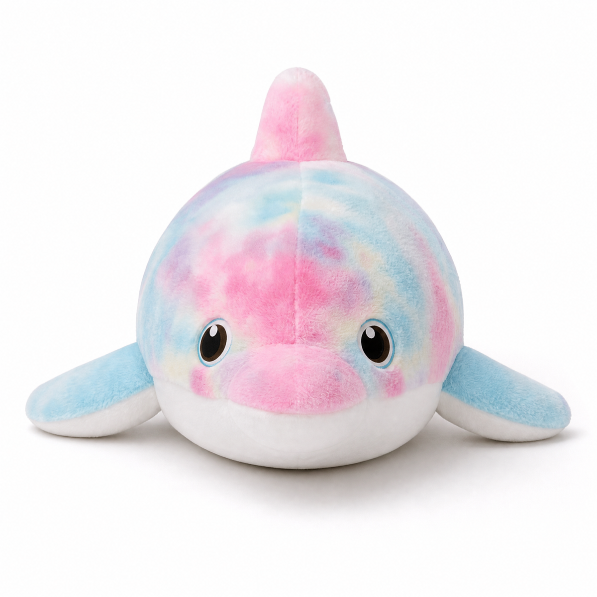 Buntes Delphin Kuscheltier groß Regenbogen - Fond blanc frontal