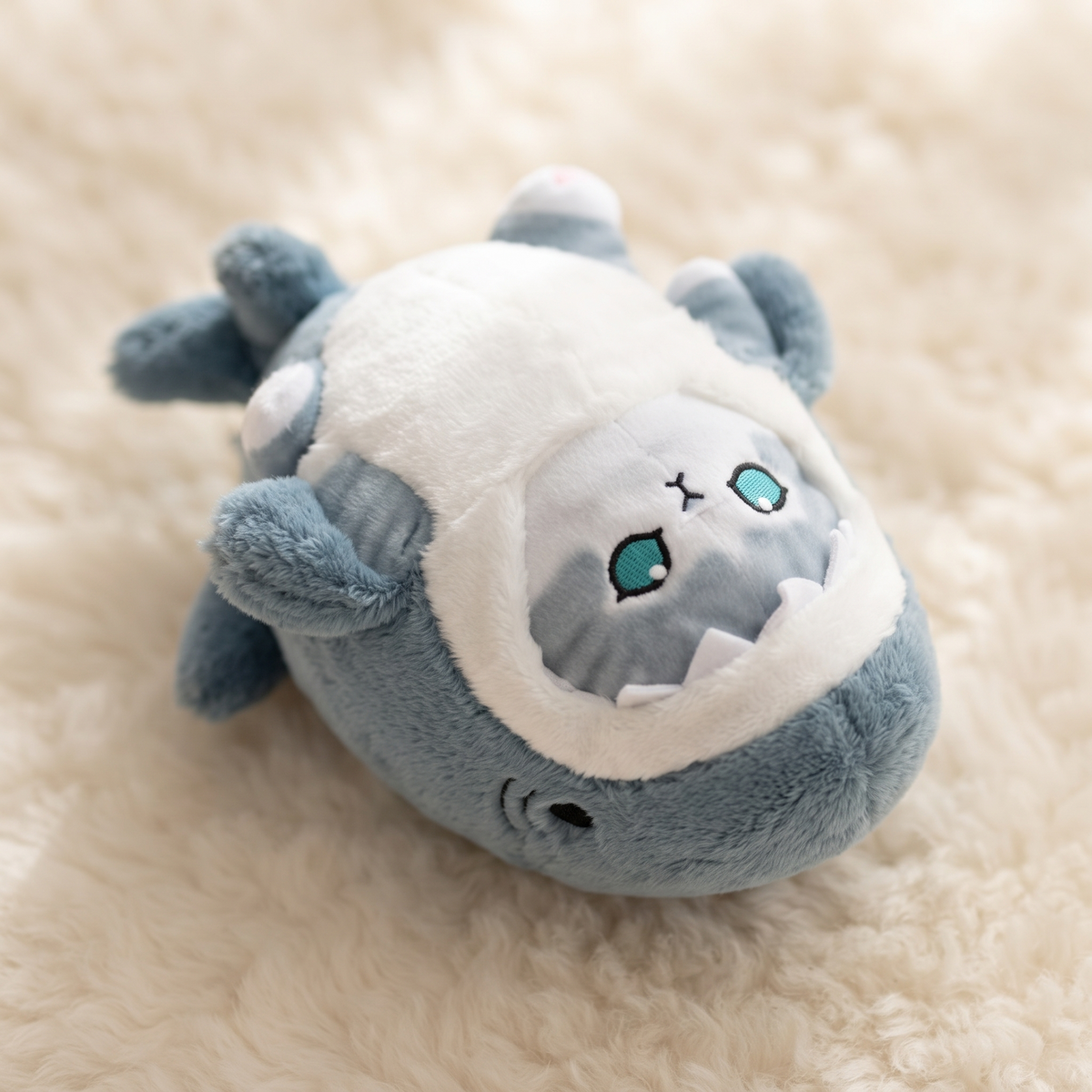 Buntes Hai-Katzen Kuscheltier Kawaii - Détail matière