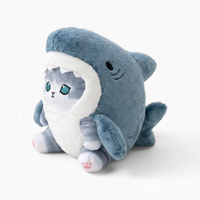 Buntes Hai-Katzen Kuscheltier Kawaii - Fond blanc angle
