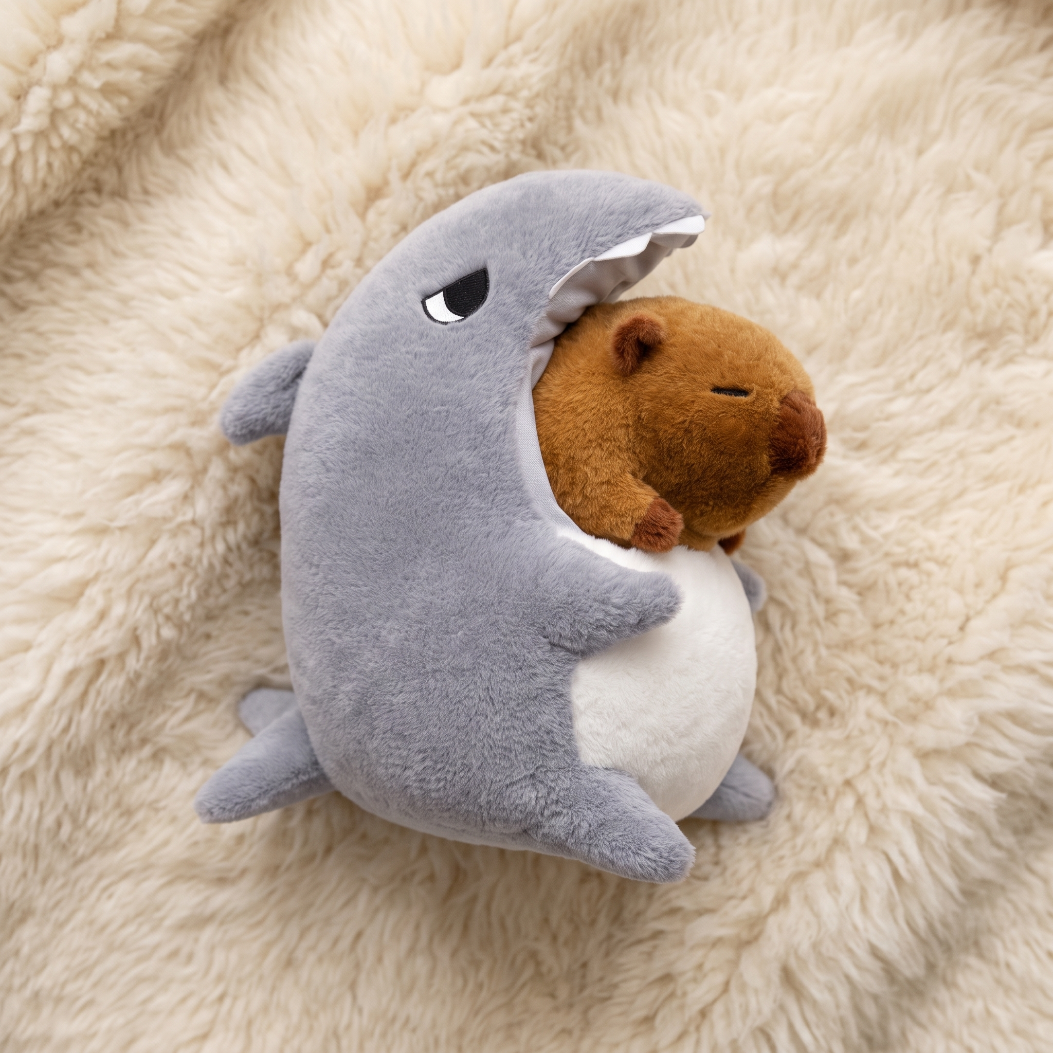 Capybara Kuscheltier im Hai-Kostüm - Détail matière