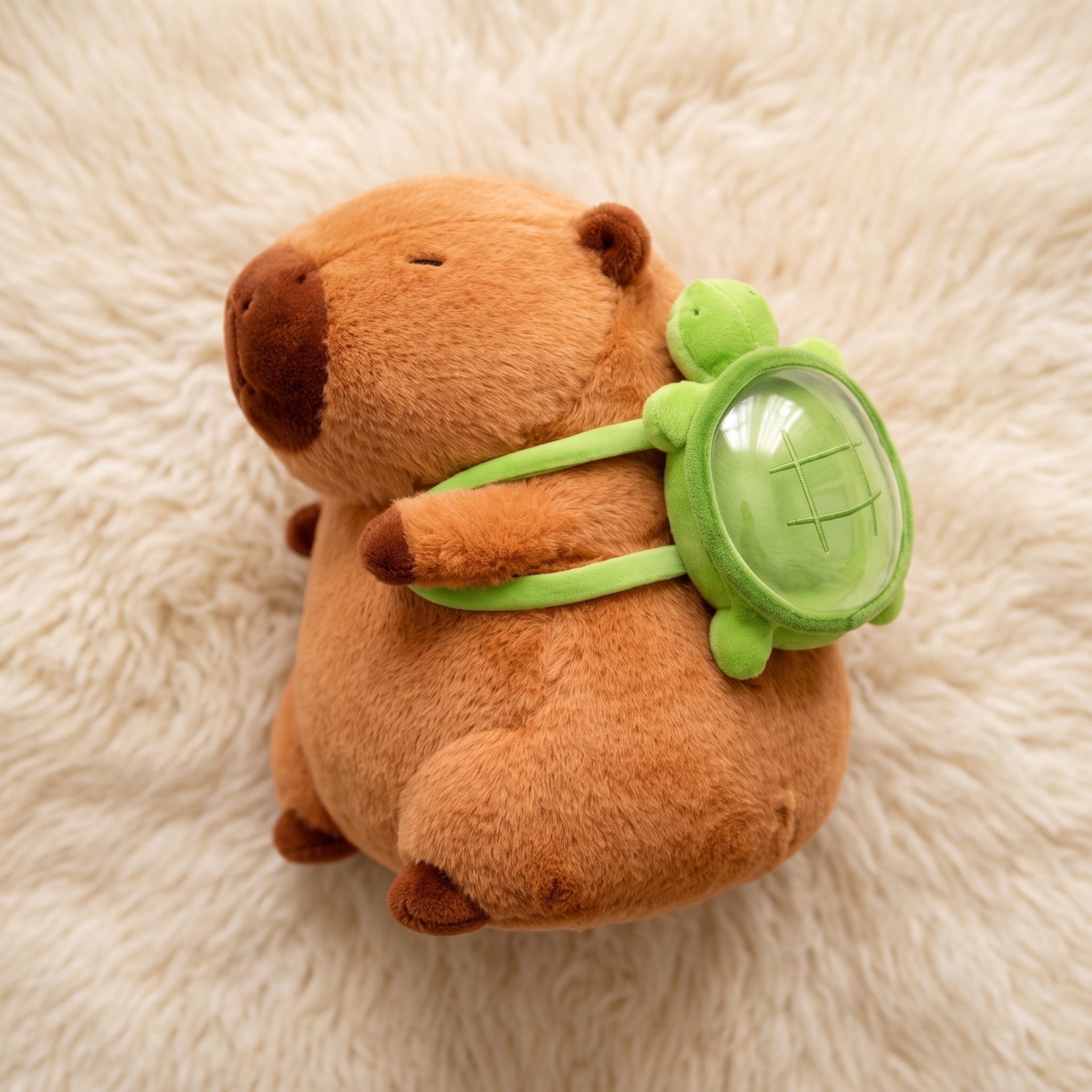 Capybara Plüsch mit Schildkröten Rucksack - Détail matière