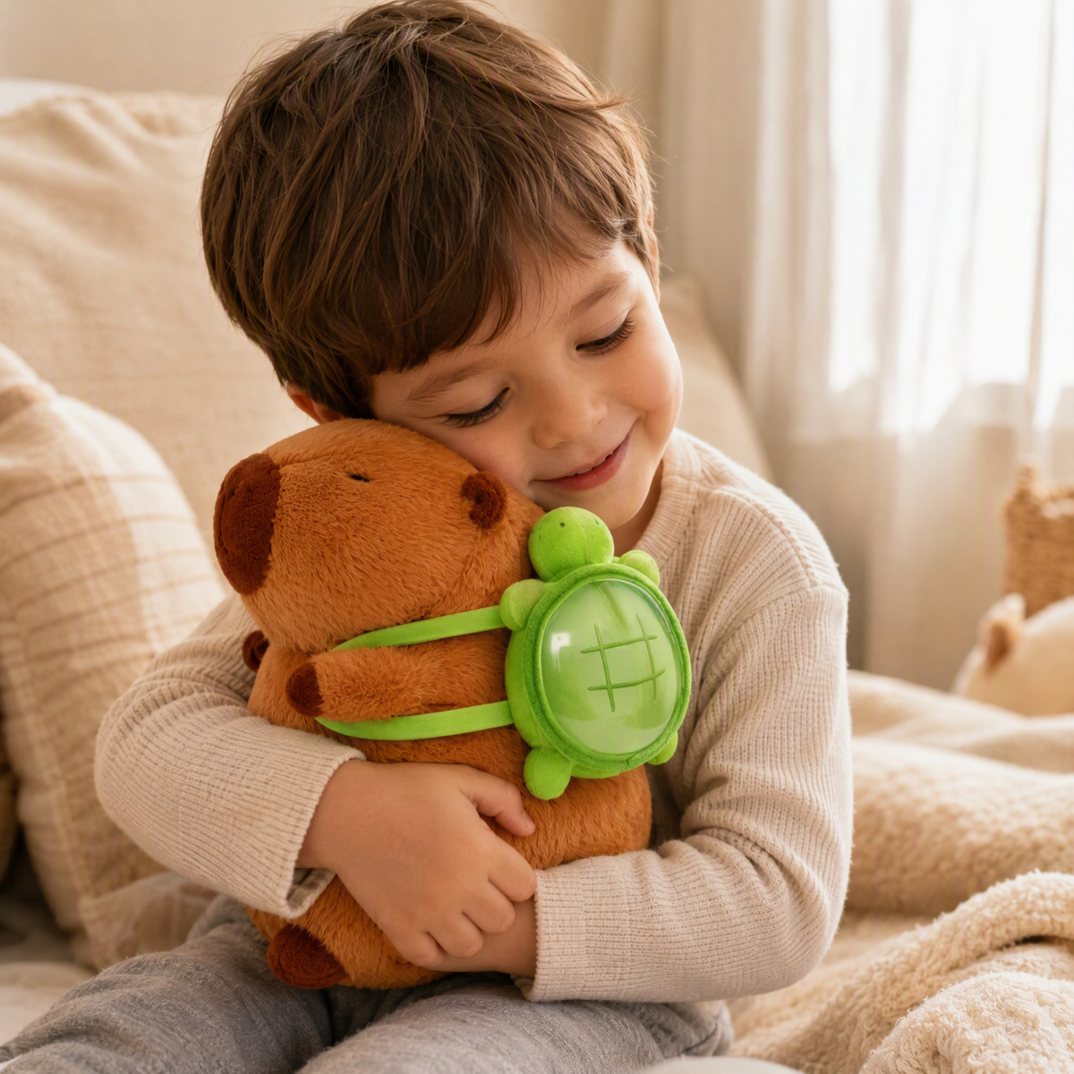 Capybara Plüsch mit Schildkröten Rucksack - Utilisation cosy intérieur