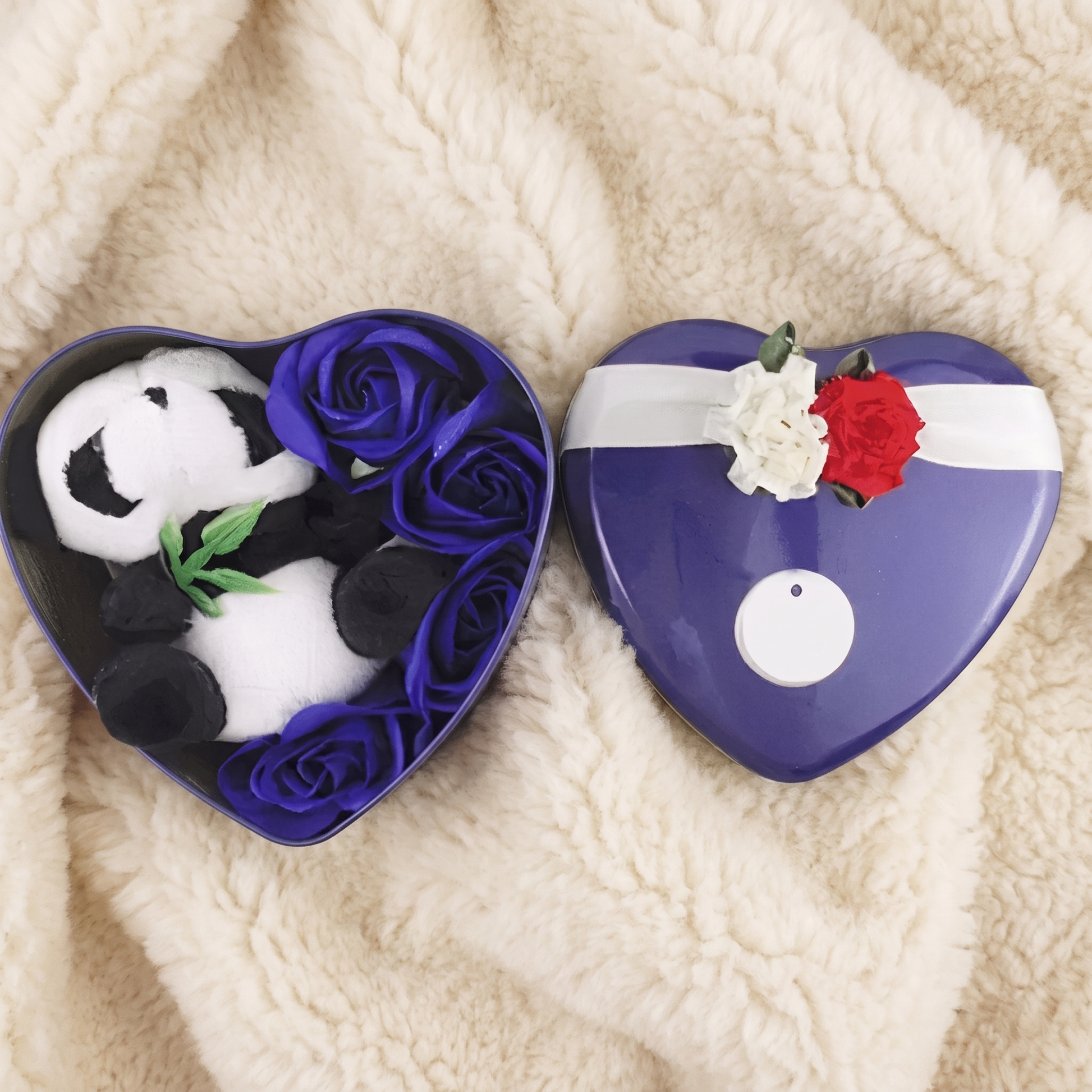 Coffret Peluche Stitch Cœur Saint-Valentin - Detail matière