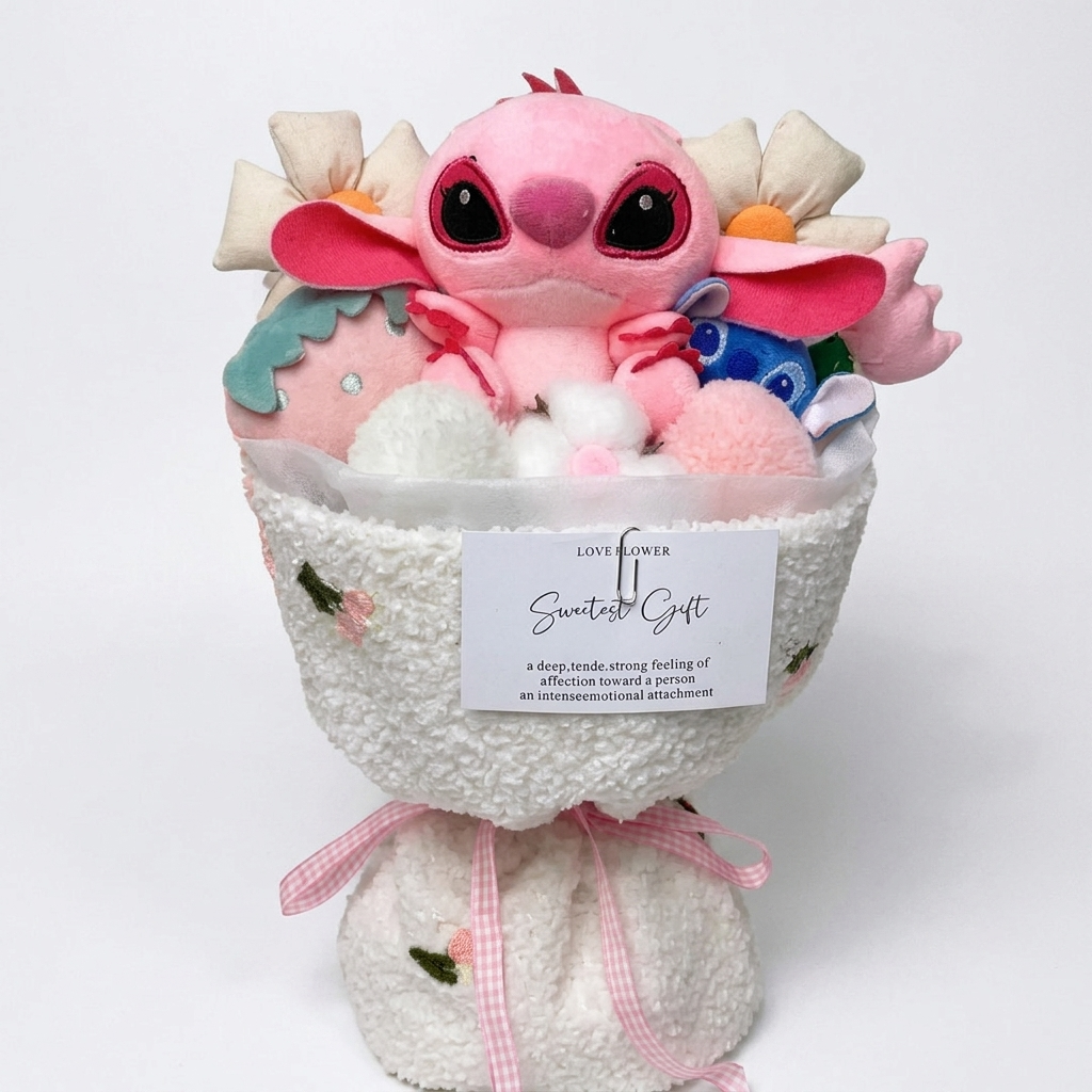 Coupe Peluche Stitch et Angel Fruits Kawaii - Angel