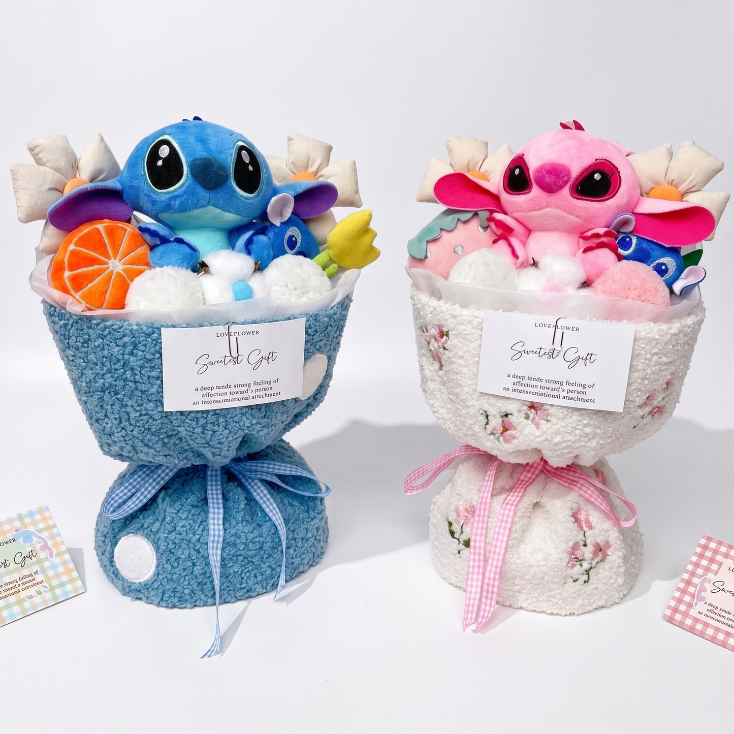 Coupe Peluche Stitch et Angel Fruits Kawaii - fond blanc Frontal
