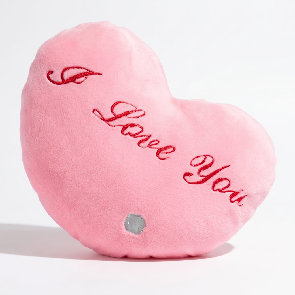 Coussin Cœur I Love You Rose 35 cm - fond blanc Frontal
