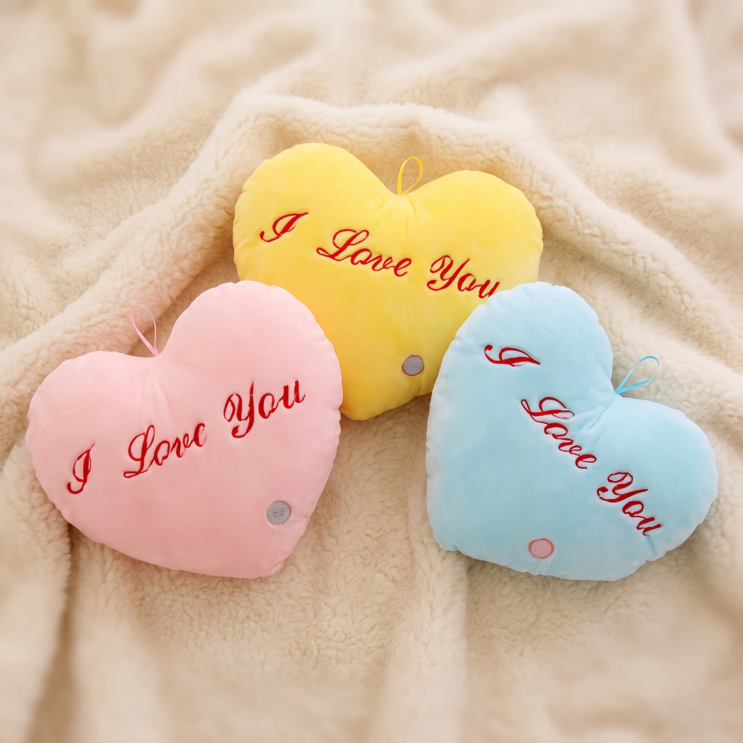 Coussin Lumineux Cœur I Love You - Détail matière