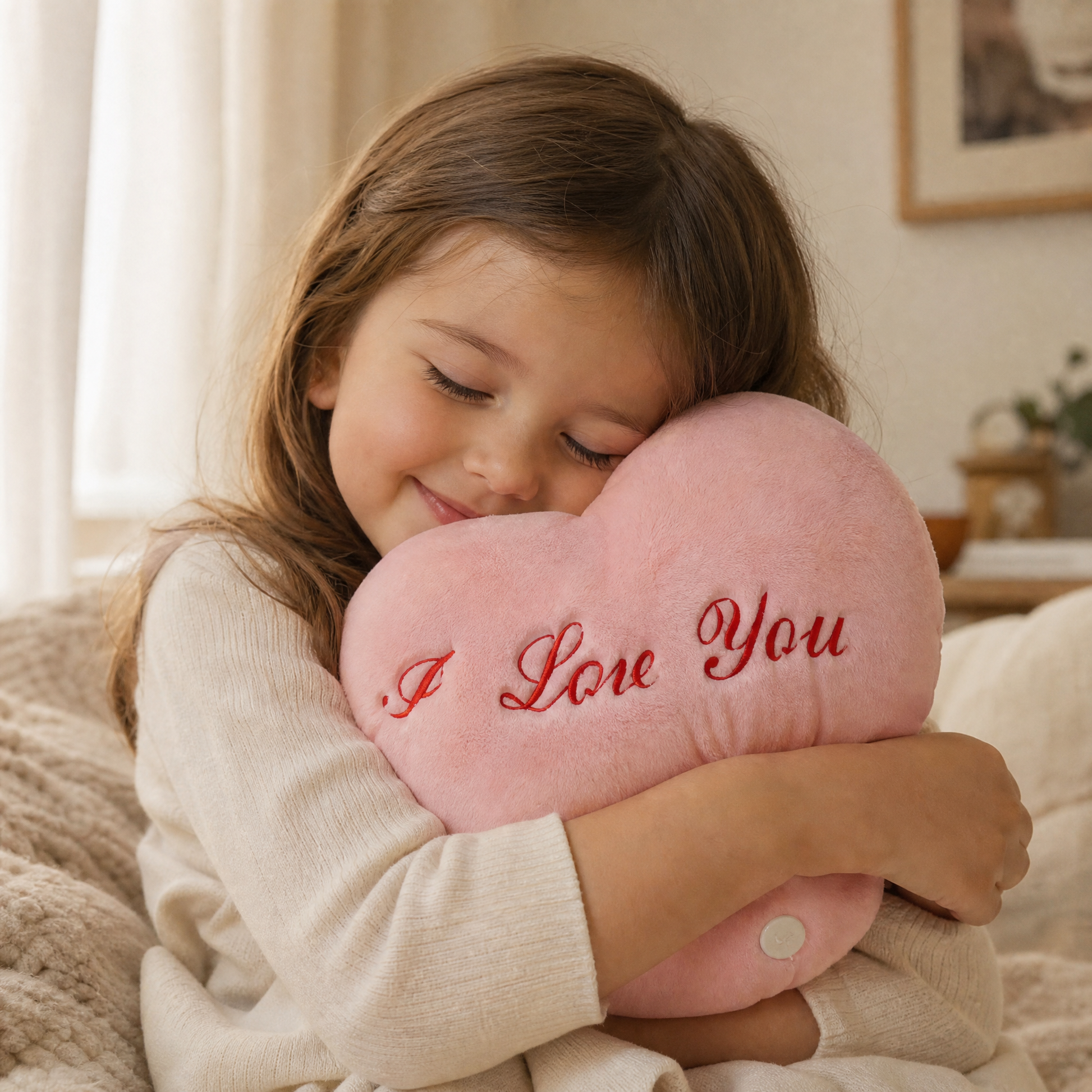 Coussin Lumineux Cœur I Love You - Utilisation cosy intérieur