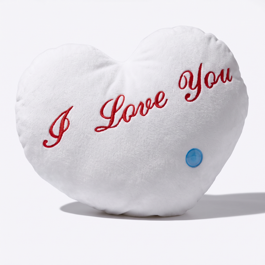 Coussin Peluche Cœur I Love You - fond blanc Frontal