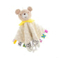 Doudou carré jaune tête peluche ourson
