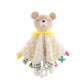 Doudou carré jaune tête peluche ourson