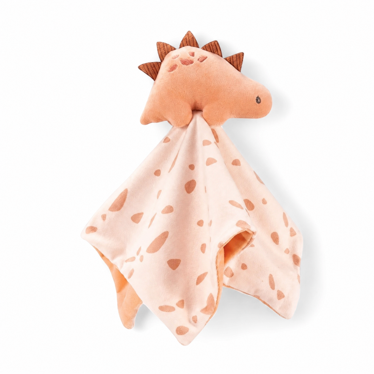 Doudou Dinosaure Pêche à Pois pour Bébé - Fond blanc frontal