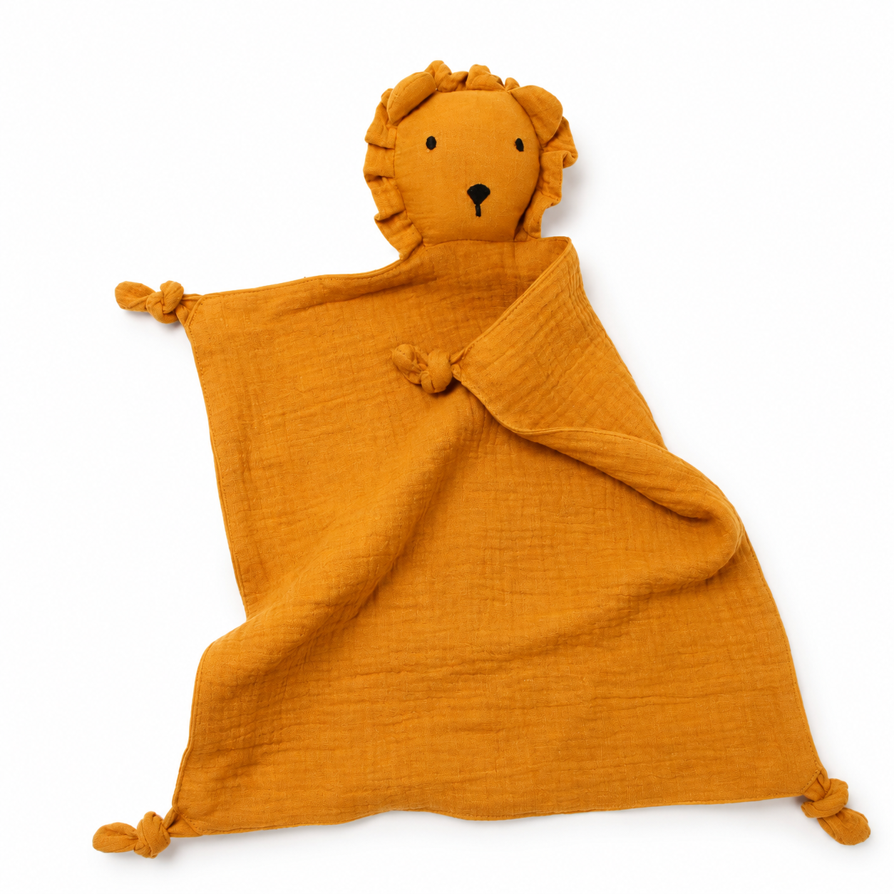 Doudou Lion en Mousseline Double Gaze - Orange