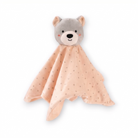 Doudou Ourson Carré Étoilé Pêche - fond blanc Frontal