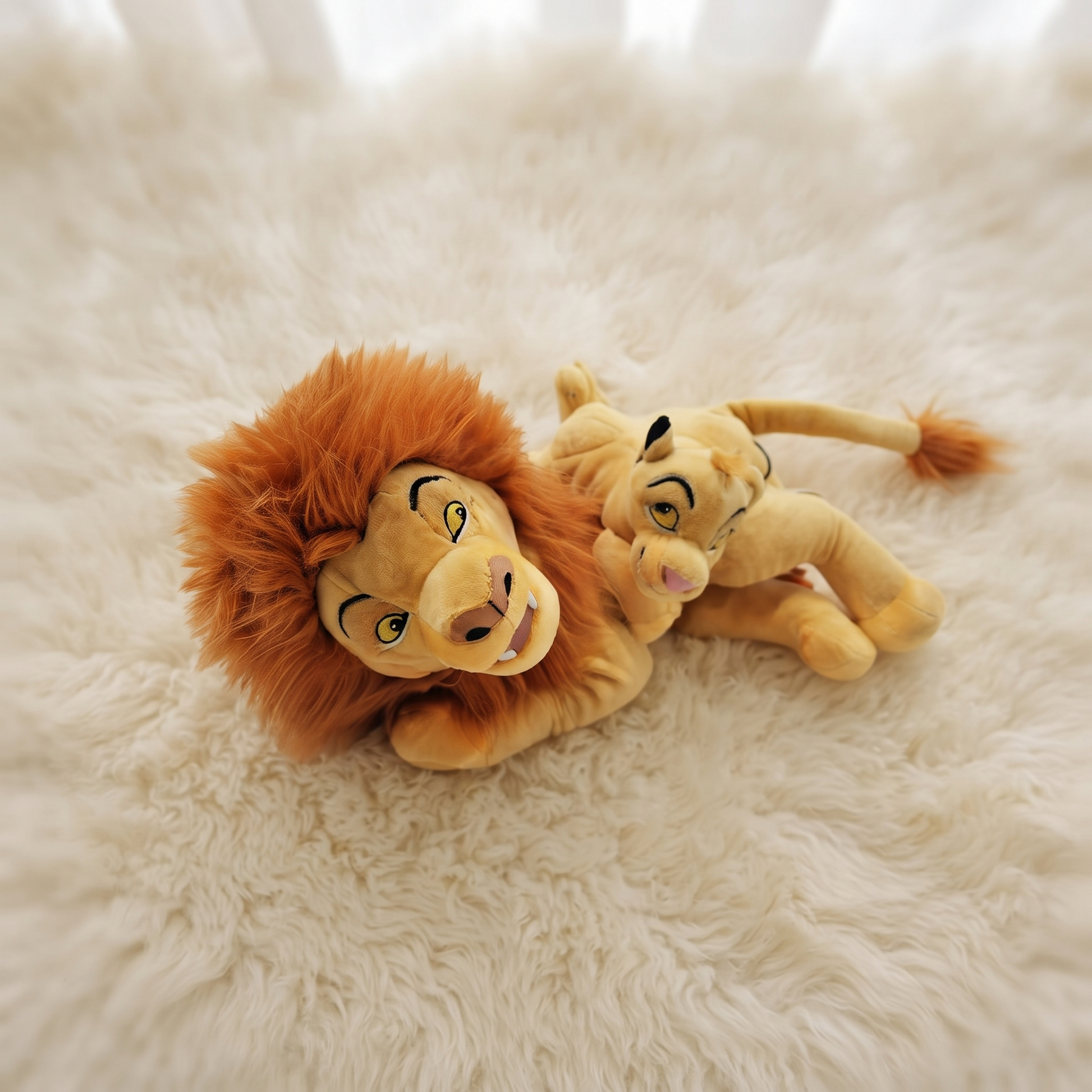 Duo Peluches Roi Lion Mufasa et Simba - Détail matière