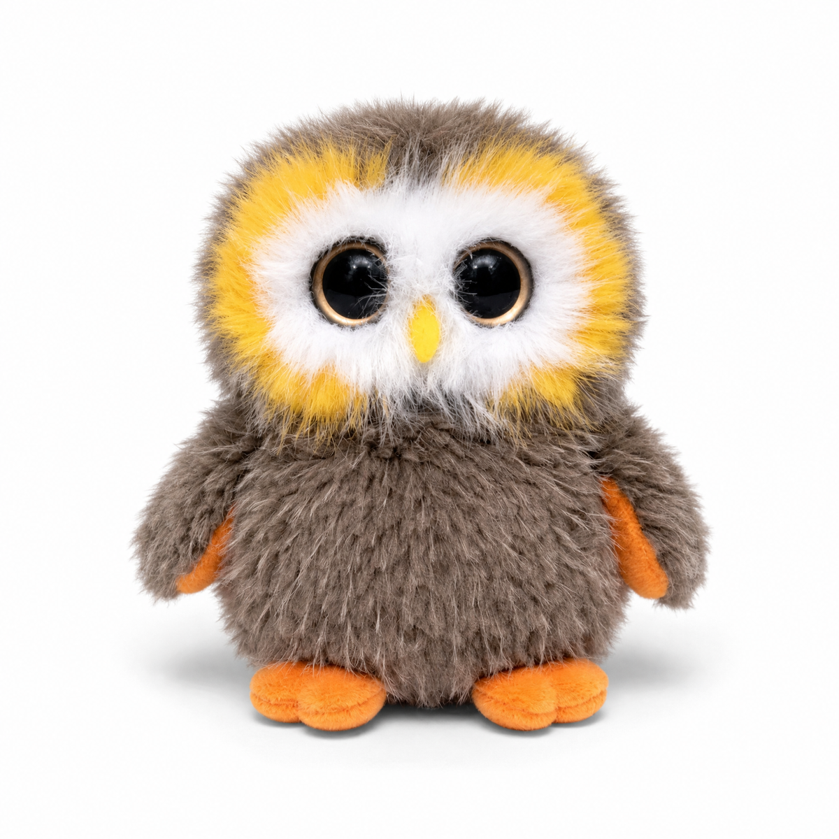 Flauschiges Eulen Kuscheltier mit großen Augen - Fond blanc frontal