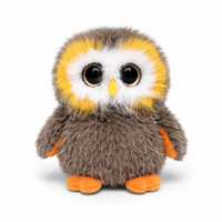 Flauschiges Eulen Kuscheltier mit großen Augen - Fond blanc frontal