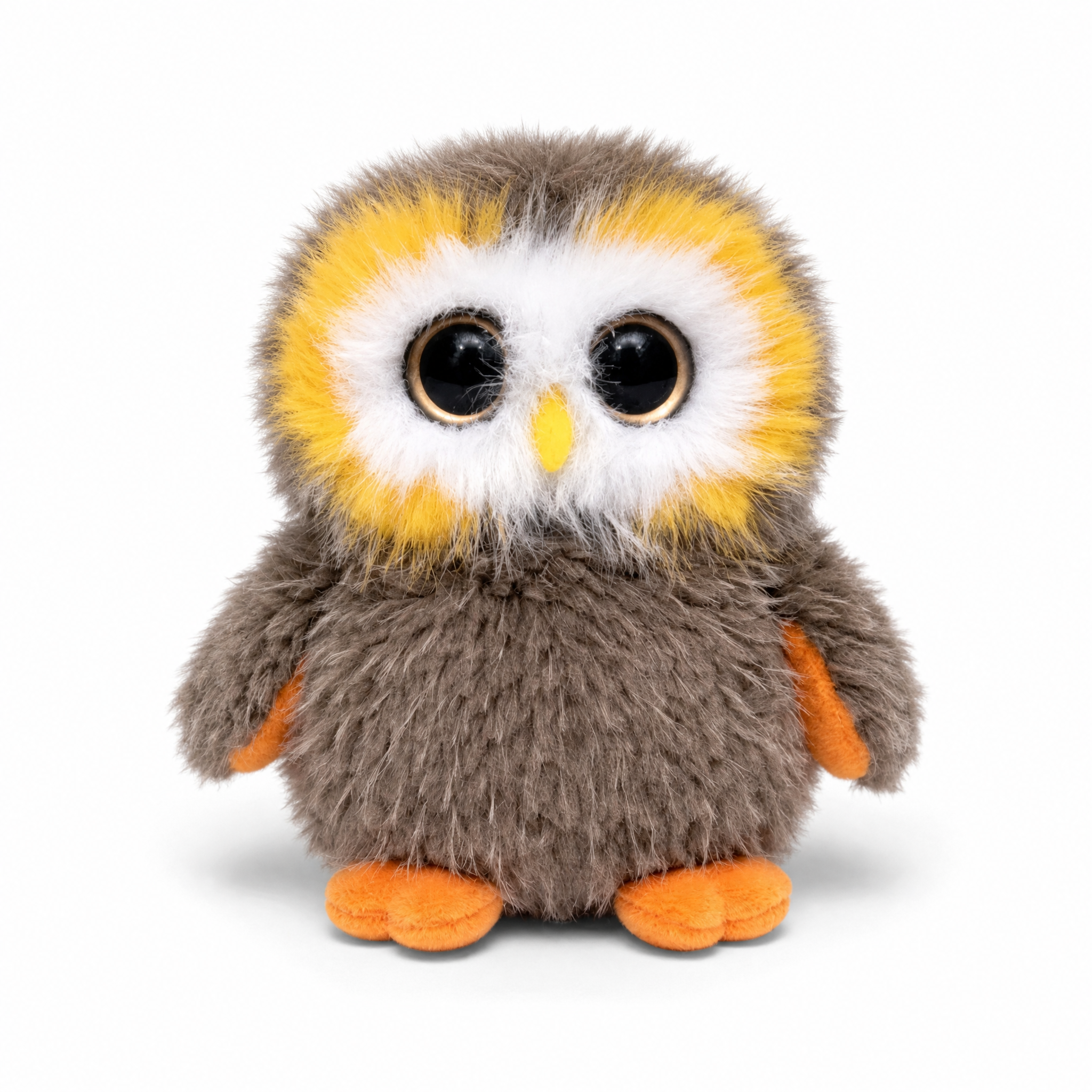 Flauschiges Eulen Kuscheltier mit großen Augen - Fond blanc frontal