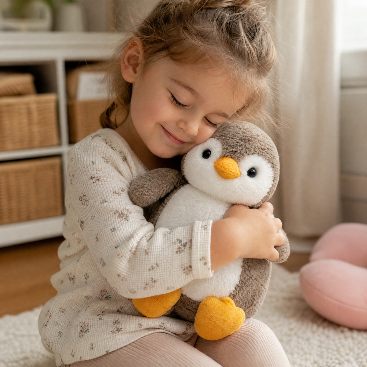 Flauschiges Pinguin Kuscheltier - Utilisation cosy intérieur