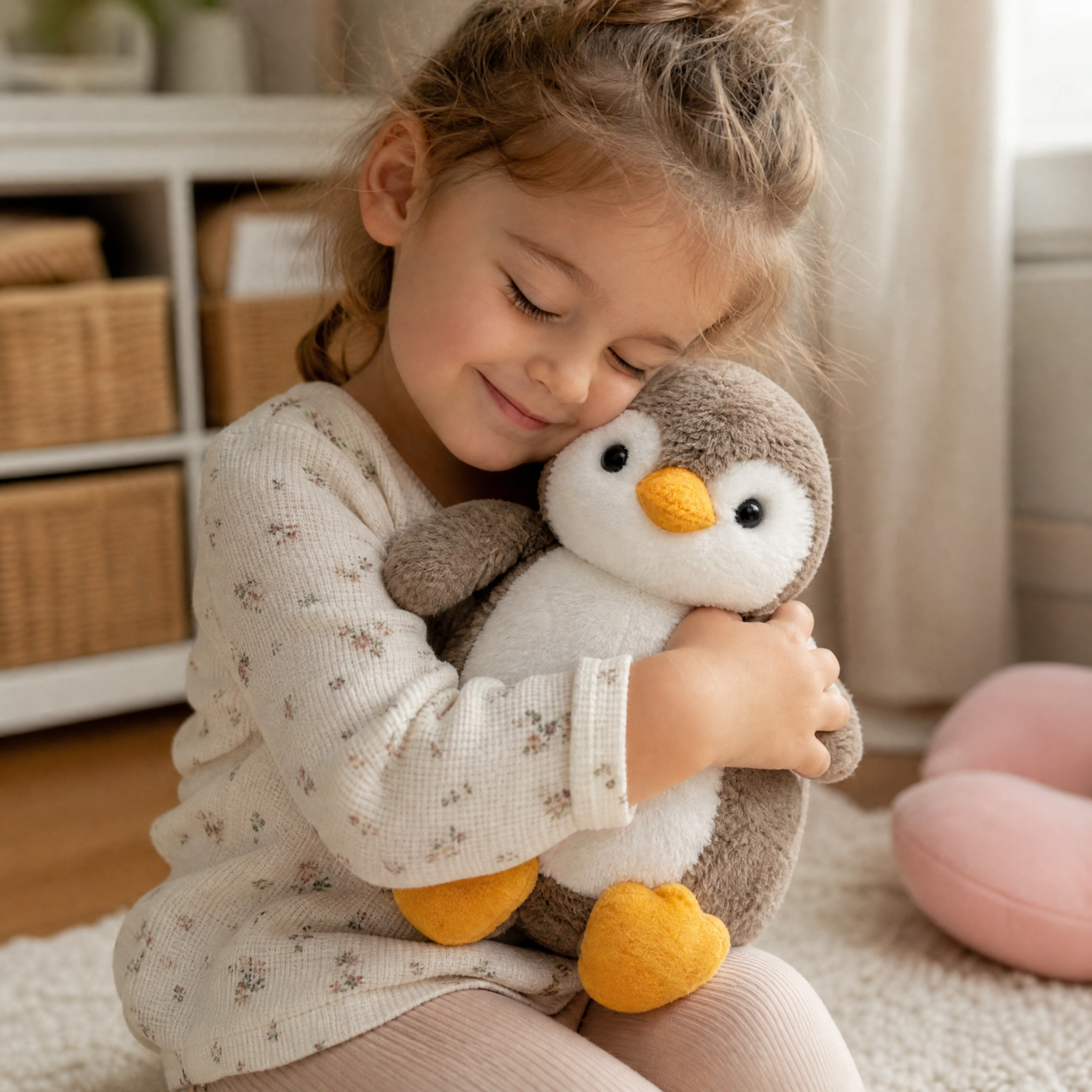 Flauschiges Pinguin Kuscheltier - Utilisation cosy intérieur