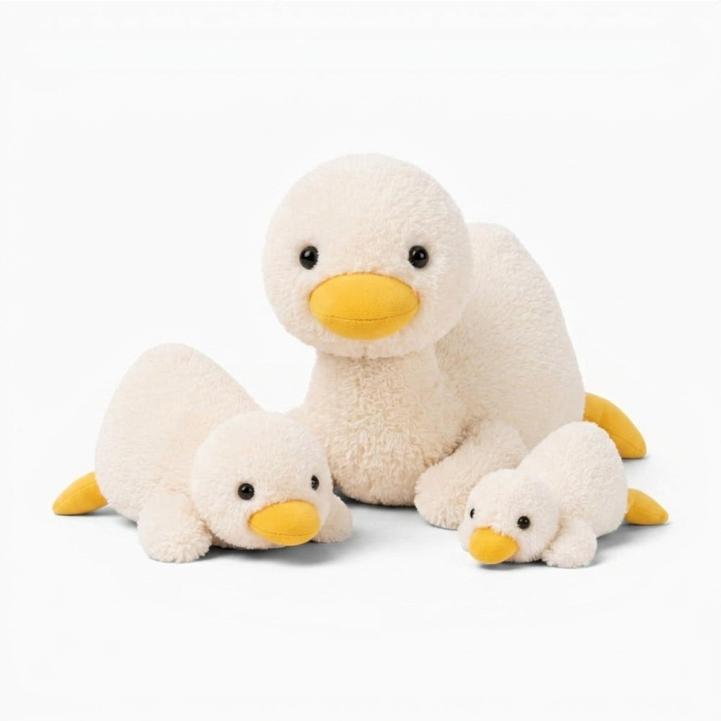 Gelbes Enten Kuscheltier aus Baumwolle - Fond blanc angle