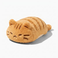 Gestreiftes orangefarbenes Katze Kuscheltier - Fond blanc angle