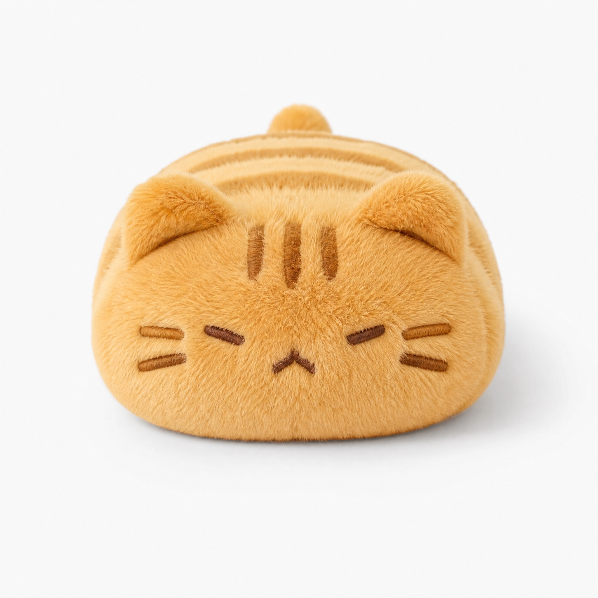 Gestreiftes orangefarbenes Katze Kuscheltier - Fond blanc frontal