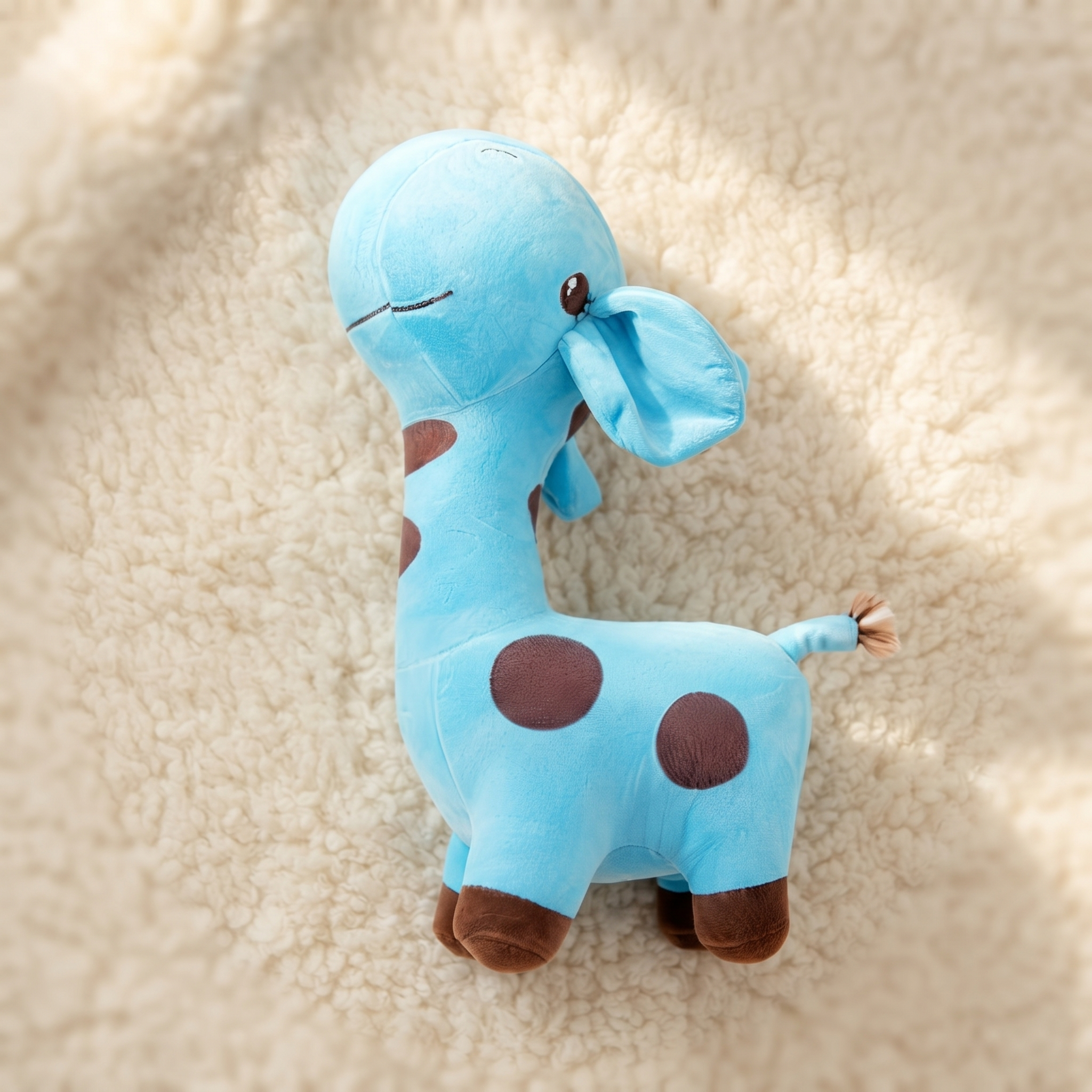 Girafe Peluche Bleue Douce - Détail matière