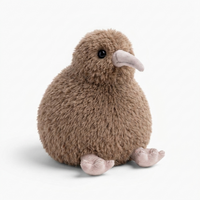 Graues Kiwi Kuscheltier struppiges Plüschfell - Fond blanc angle