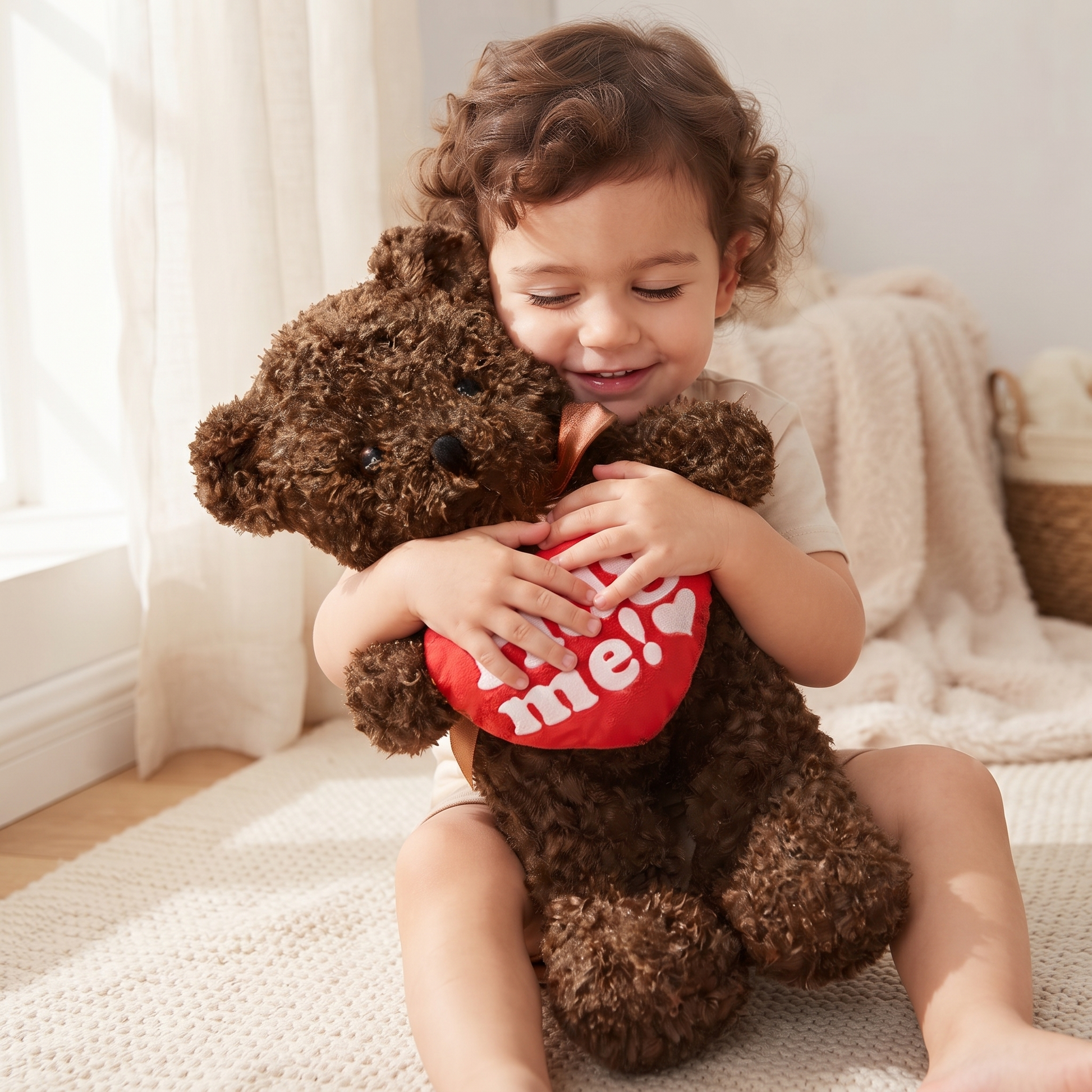 Gros Ours en Peluche Cœur Hug Me - Utilisation cosy intérieur