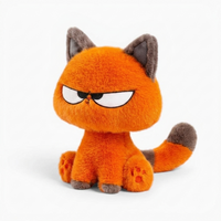 Grumpige orangefarbene Katze Kuscheltier Kawaii - Fond blanc angle