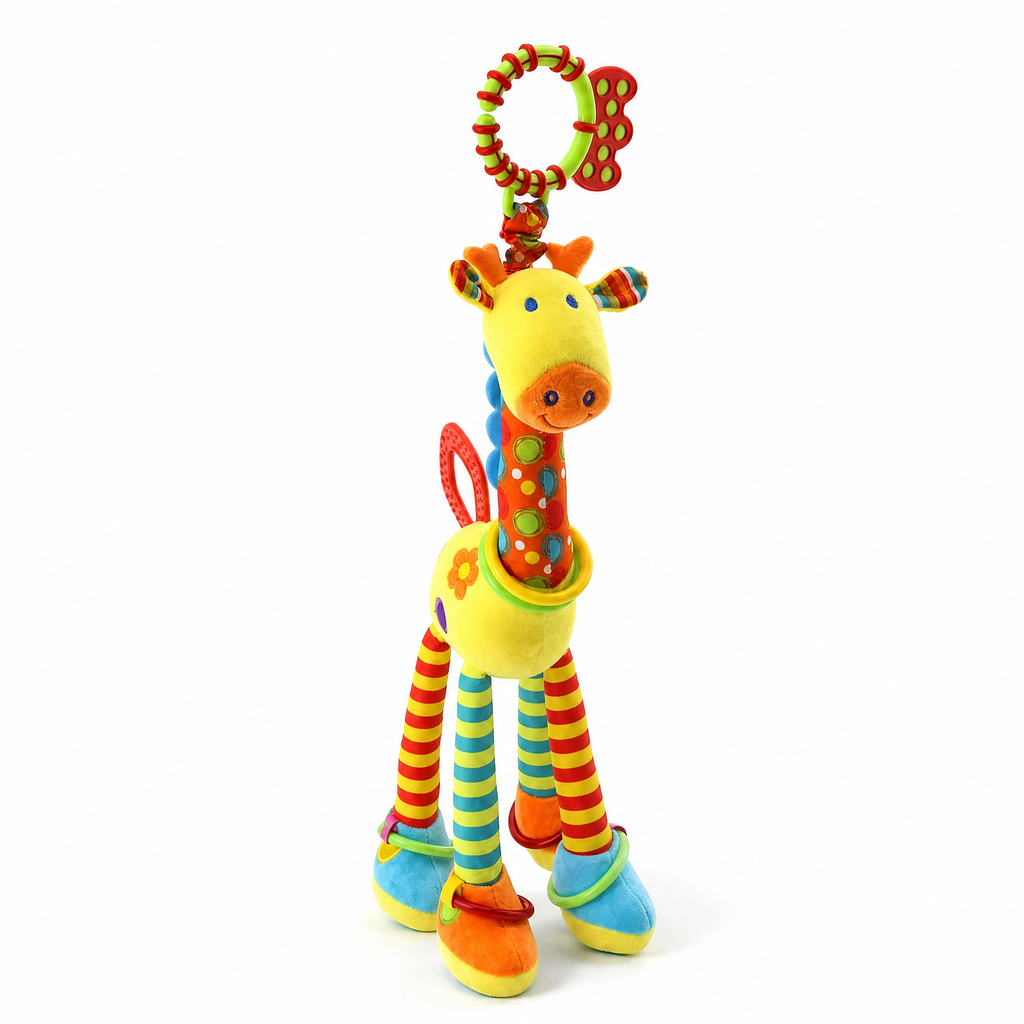 Hochet Girafe d'Éveil avec Anneau - Fond blanc frontal