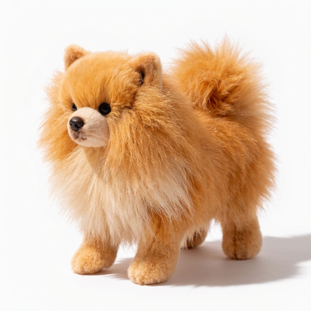 Hund Kuscheltier flauschig realistisch - Fond blanc angle