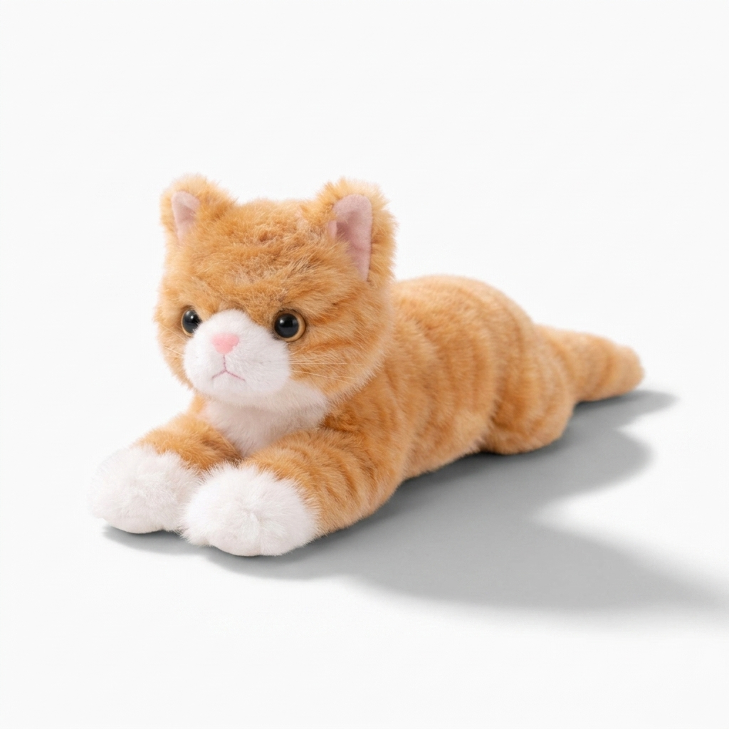 Katze Kuscheltier realistische Stofftier Katze - Fond blanc angle