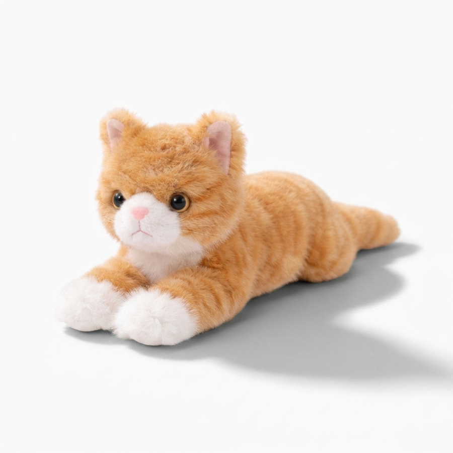 Katze Kuscheltier realistische Stofftier Katze - Fond blanc angle