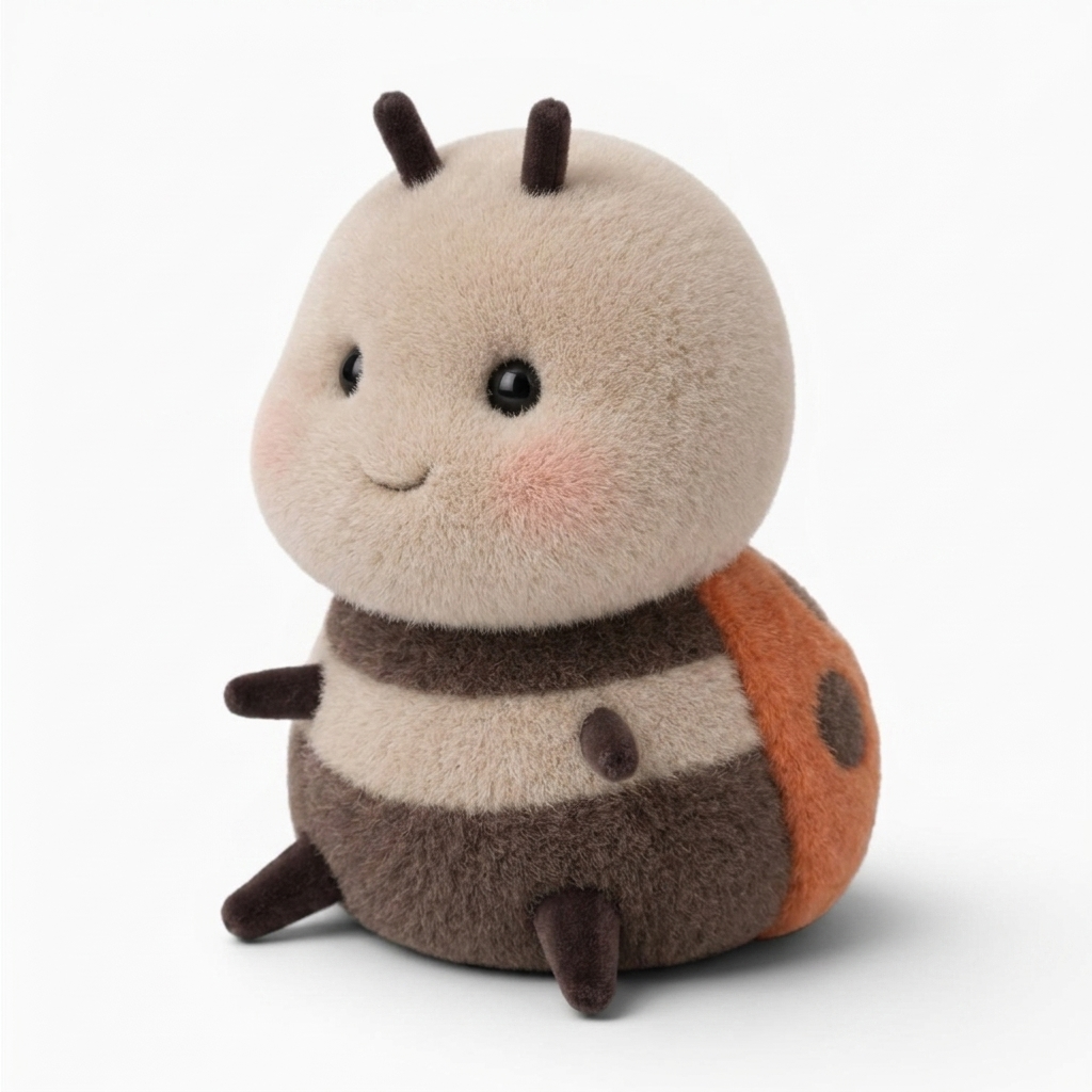 Kleines Kawaii Marienkäfer-Kuscheltier - Fond blanc angle