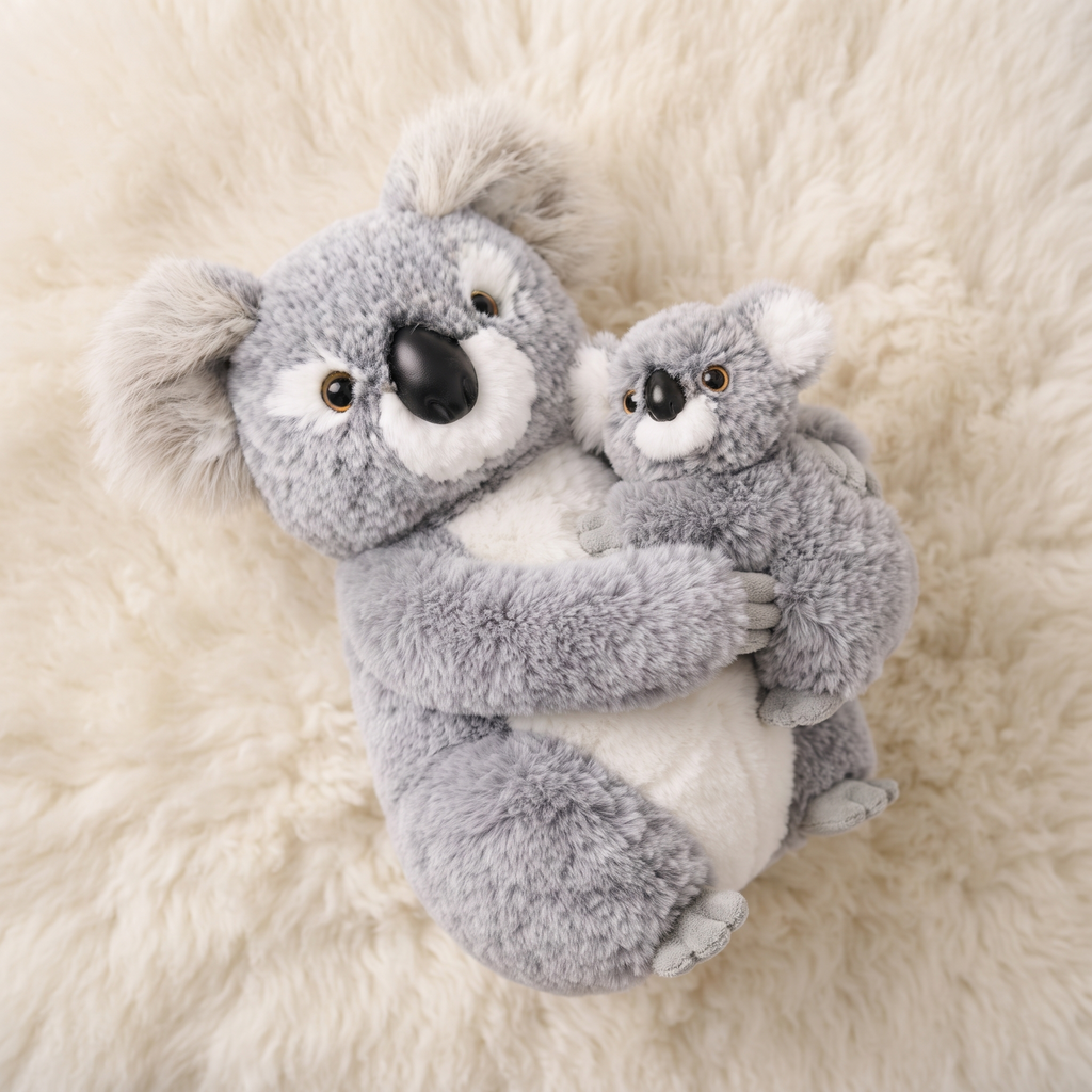 Koala Kuscheltier mit Baby auf dem Arm - Détail matière