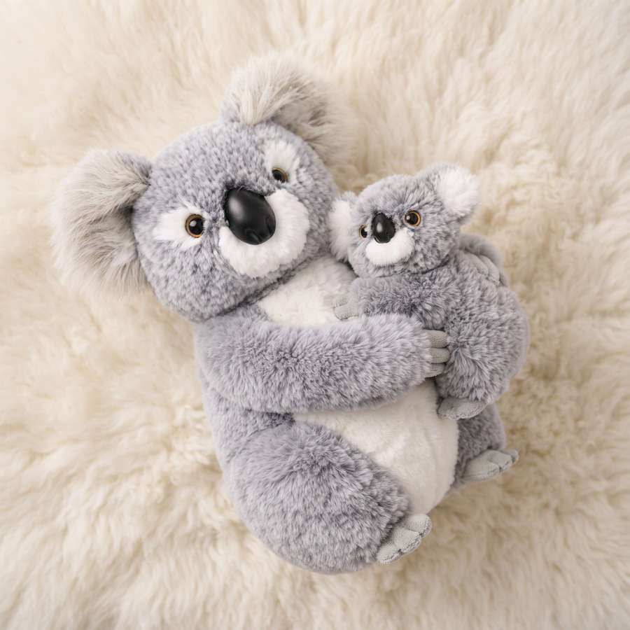 Koala Kuscheltier mit Baby auf dem Arm - Détail matière