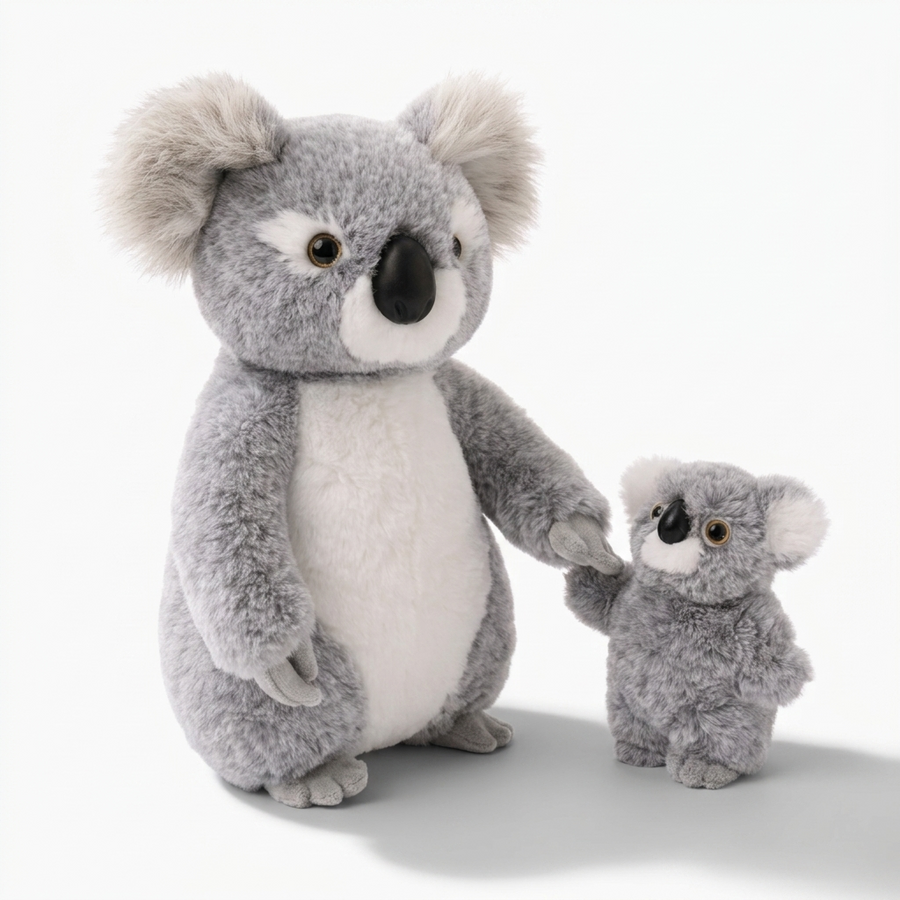 Koala Kuscheltier mit Baby auf dem Arm - Fond blanc angle