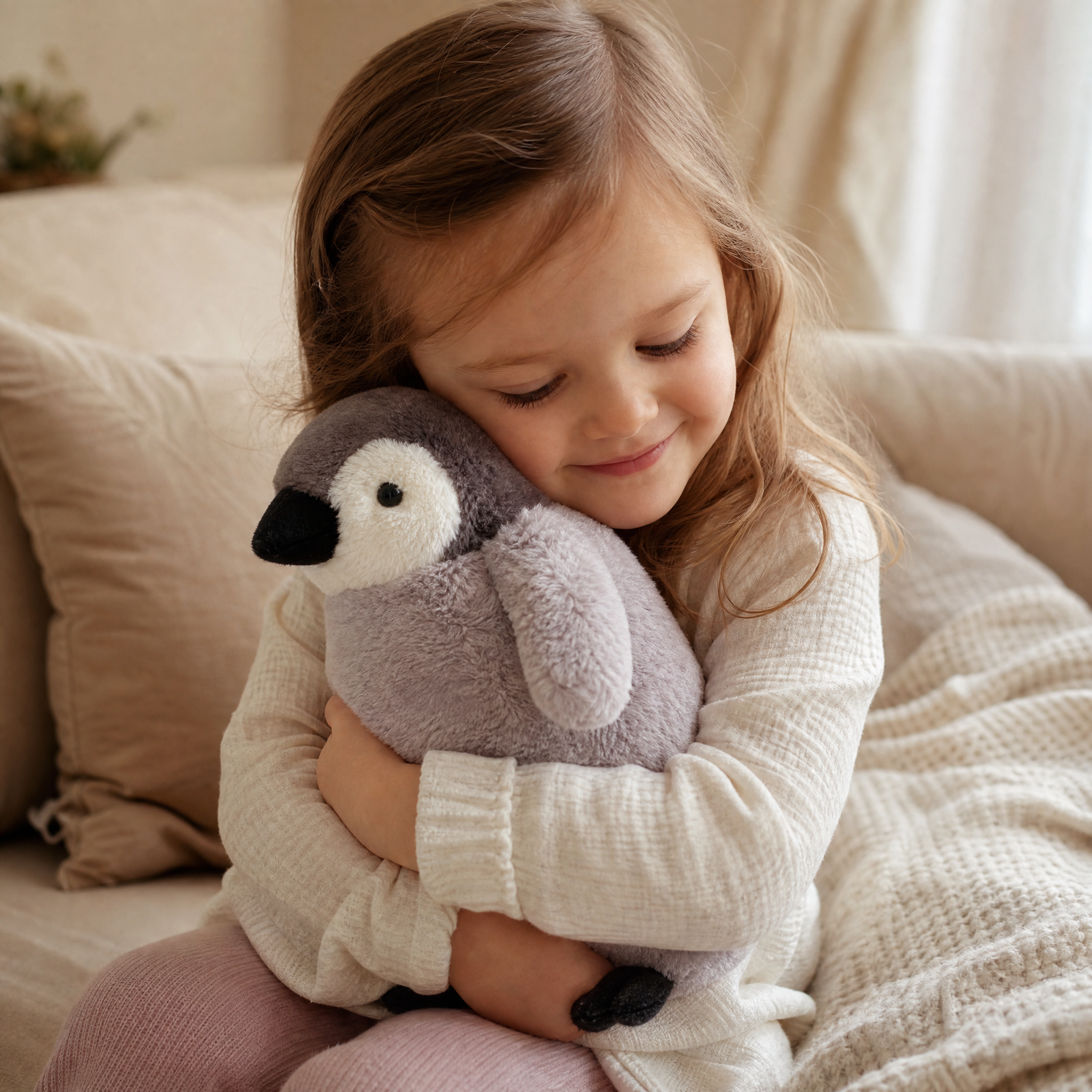 Kuscheliger Pinguin als Schlafkissen - Utilisation cosy intérieur
