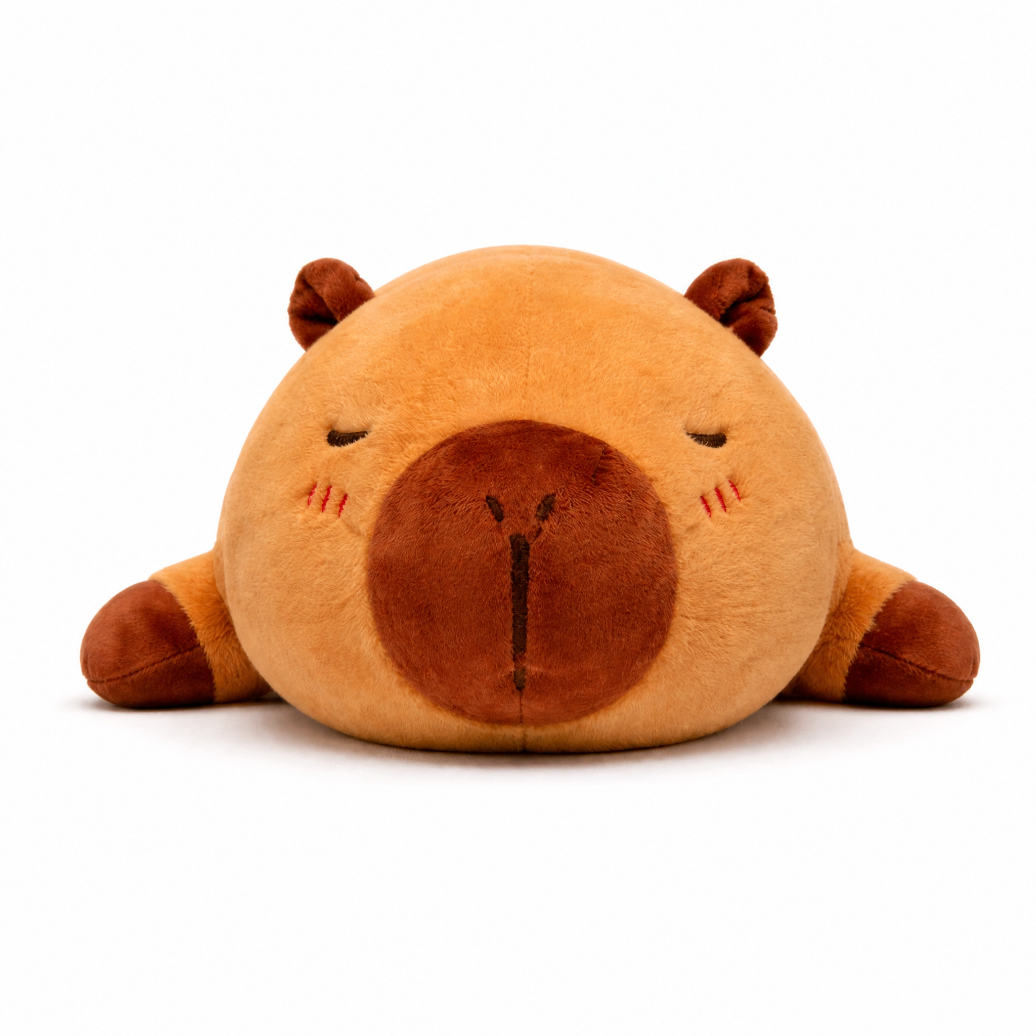 Langes Capybara Plüschtier Schlafkissen - Fond blanc frontal