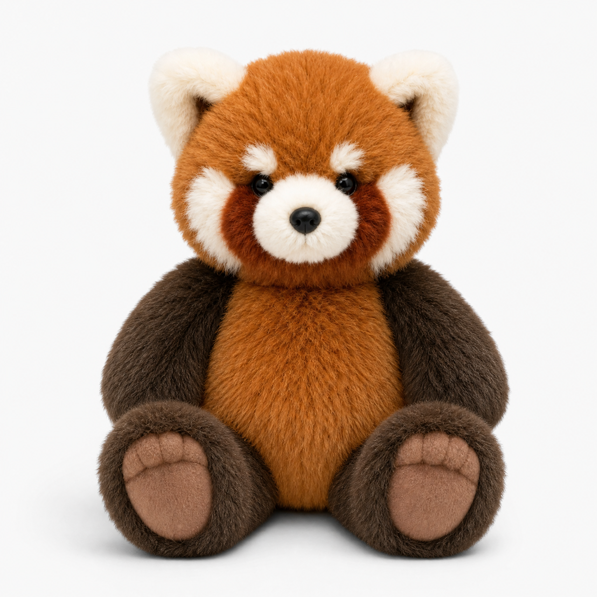 Laufender Roter Panda Kuscheltier - Fond blanc frontal